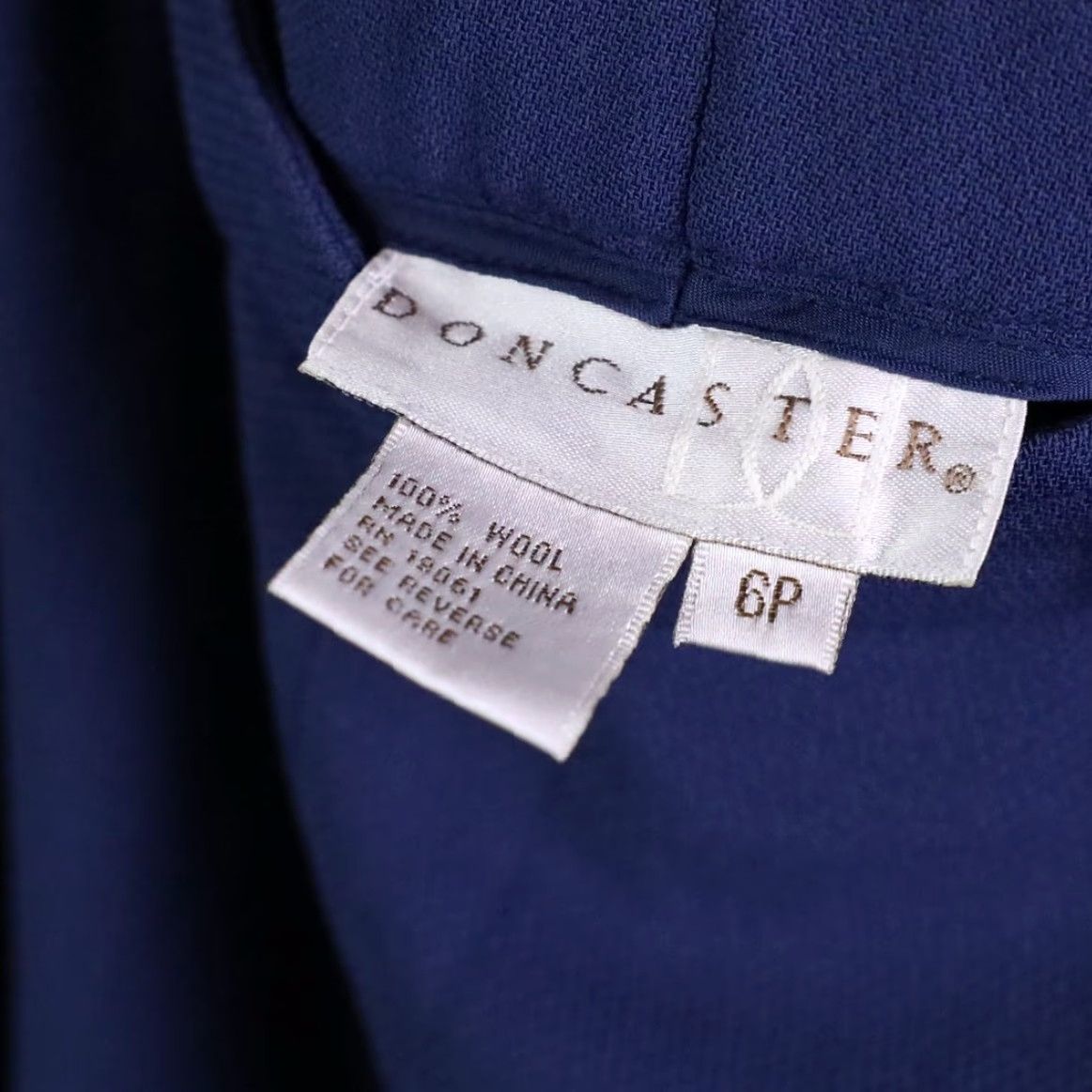 Vintage Doncaster Dress Pants Womens 6P Petite Blue Wool Tailored Straight Career Dress Pants Ladies 6P Petite Blue Wool Tailored Straight Career Size 28" / US 6 / IT 42 - 3 Thumbnail