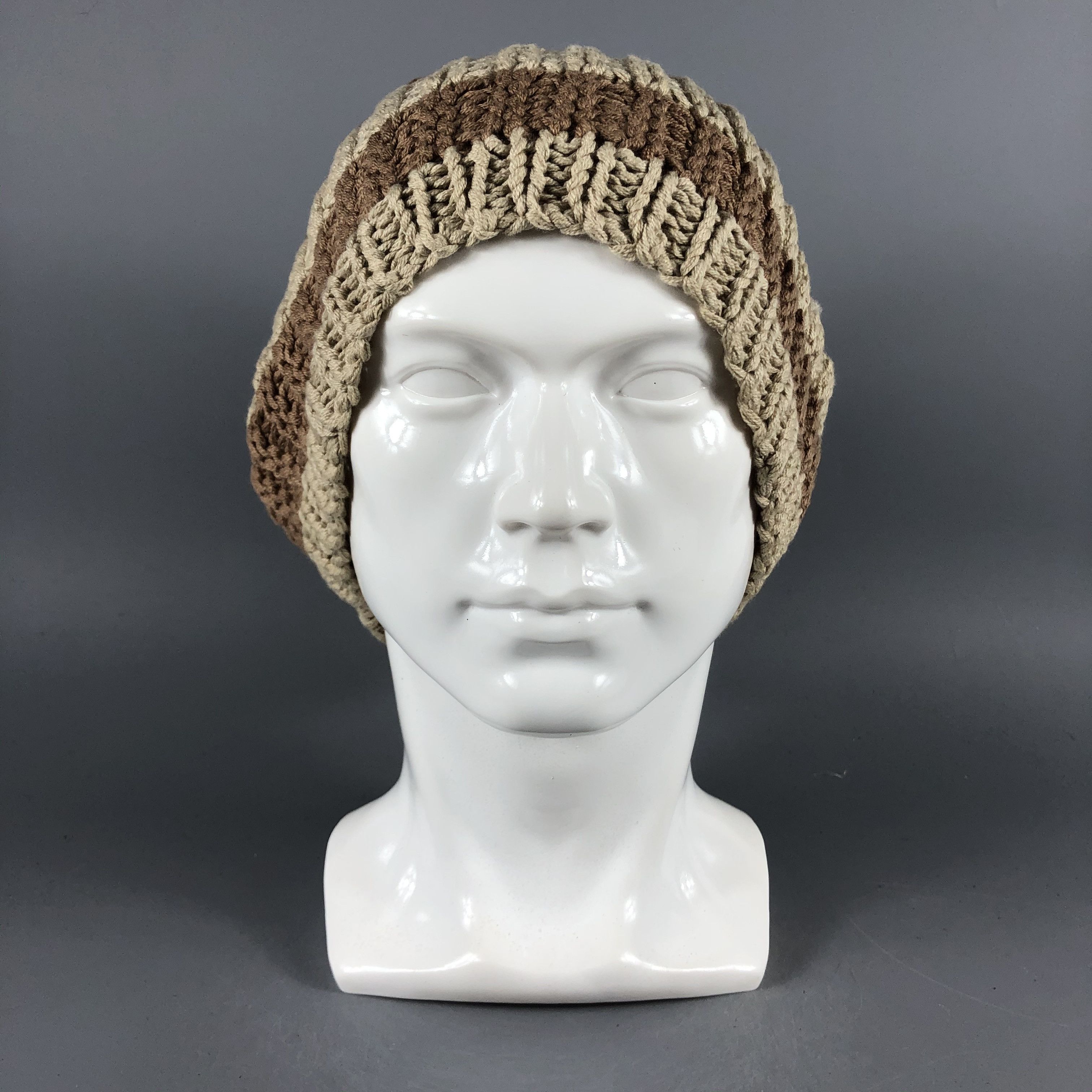 image of Vintage 2Oz Stripe Slouchy Knit Beanie Snow Hat Snow Cap -D902, Men's