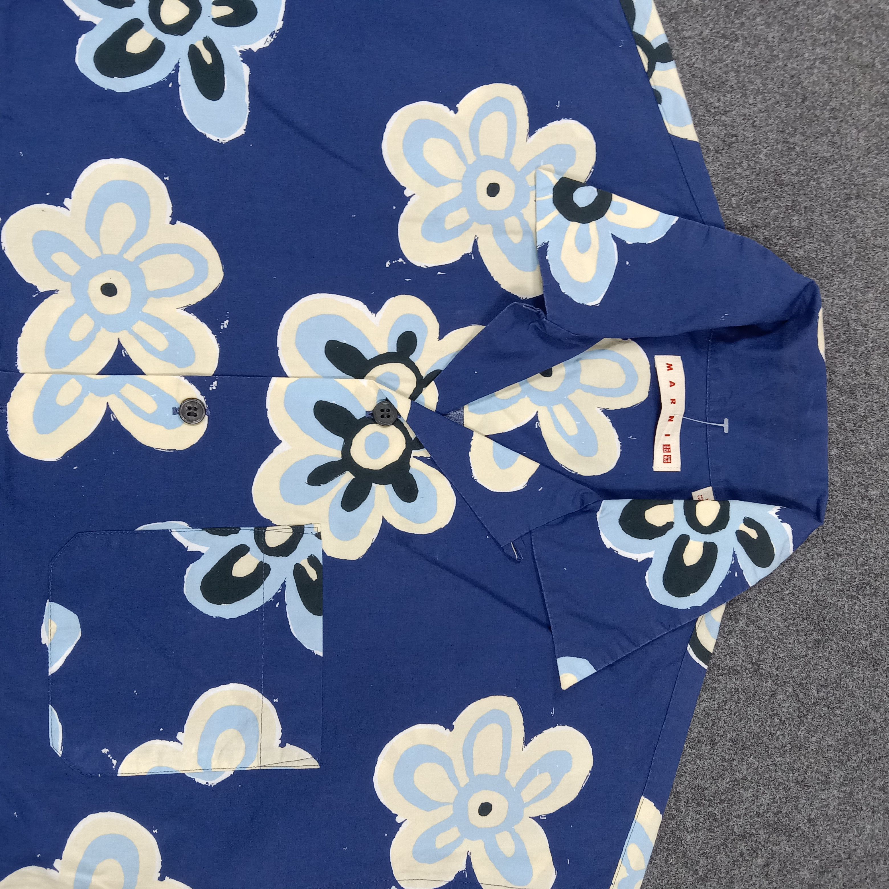 Marni × Uniqlo MARNI x UNIQLO Blue Floral Open Collar Shirt C276N64 Size US L / EU 52-54 / 3 - 2 Thumbnail