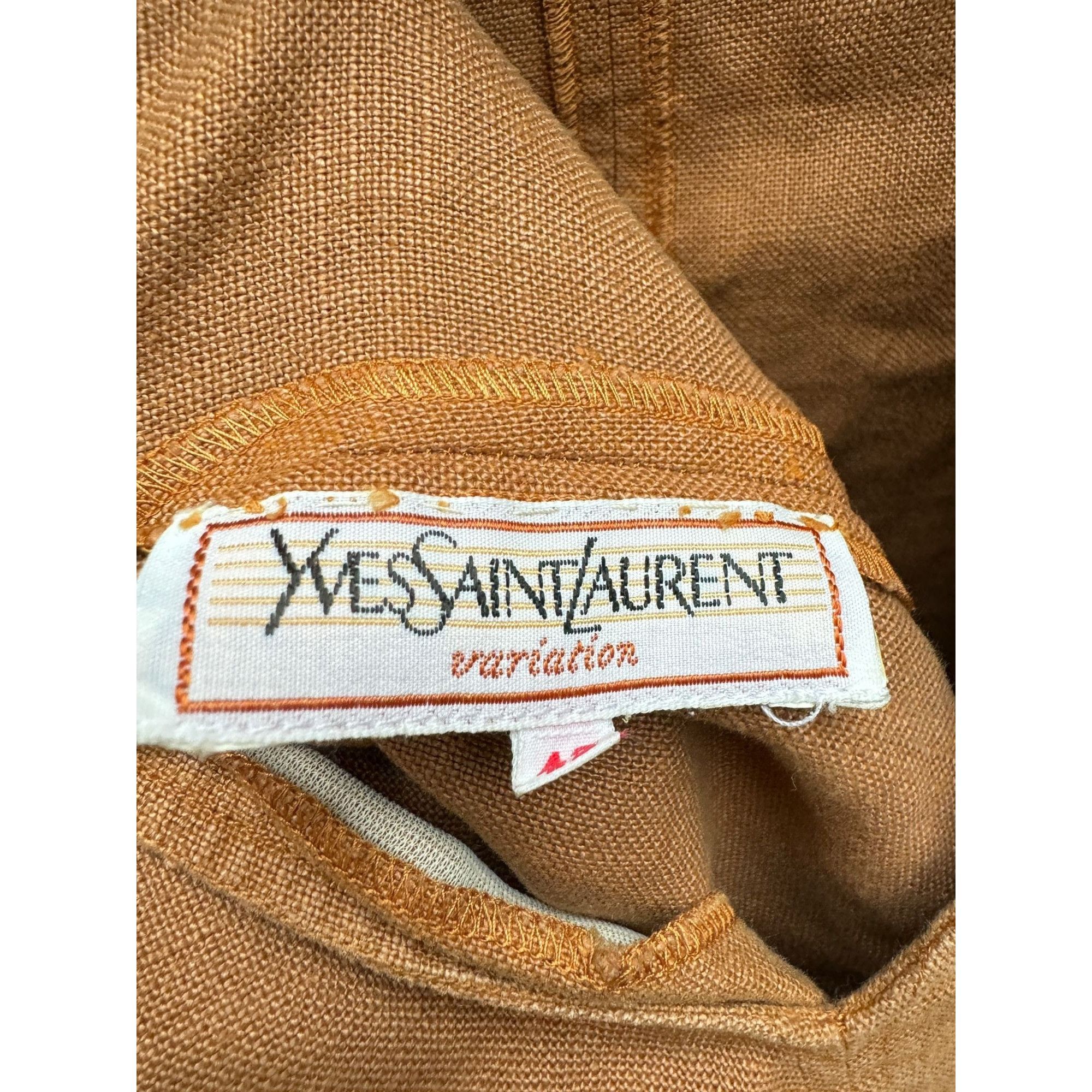Yves Saint Laurent 1980s Brown linen dress Size L / US 10 / IT 46 - 6 Thumbnail