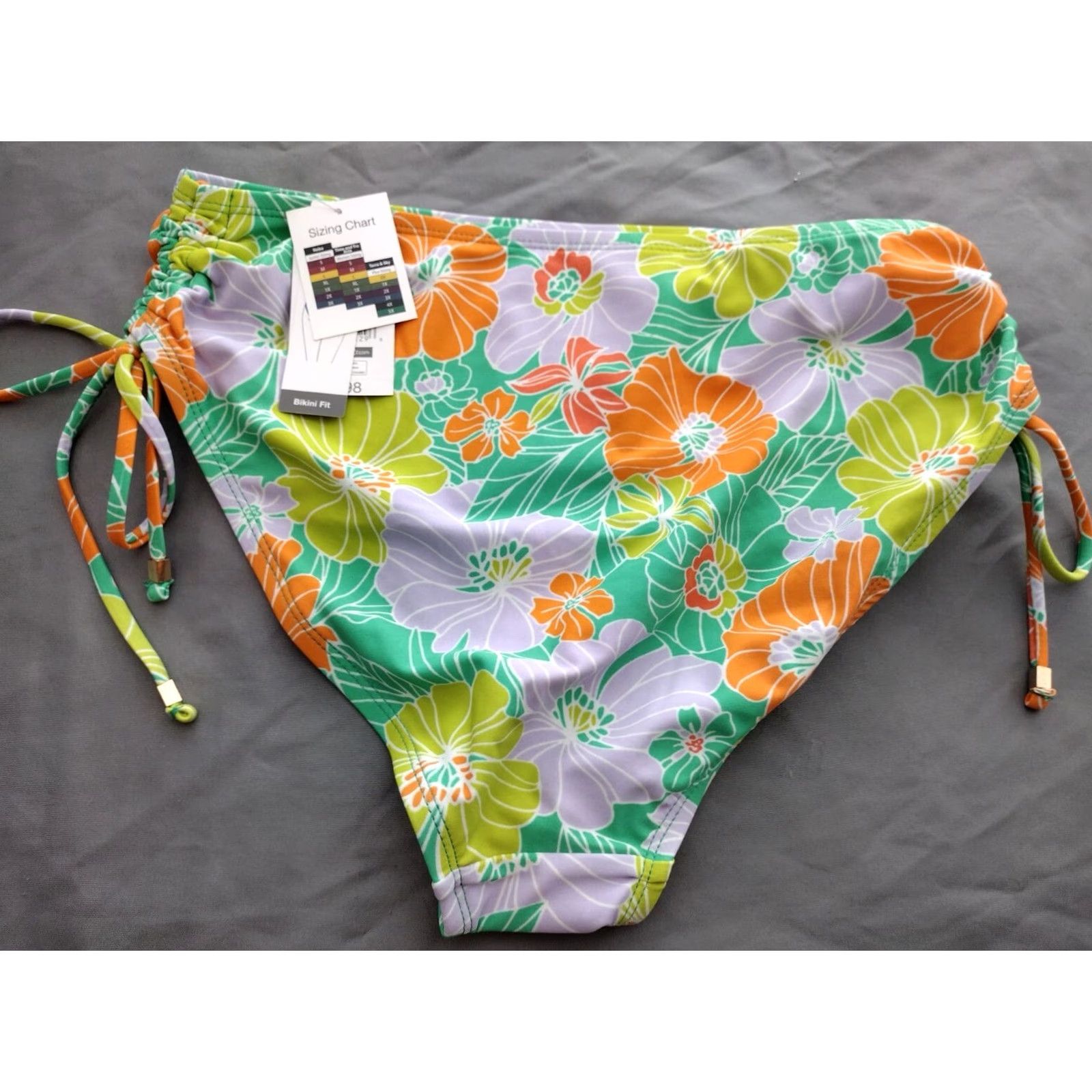 Vintage Time and Tru M Floral String Bikini Tie Side Bottom Swimwear Green Size 32" / US 10 / IT 46 - 2 Thumbnail