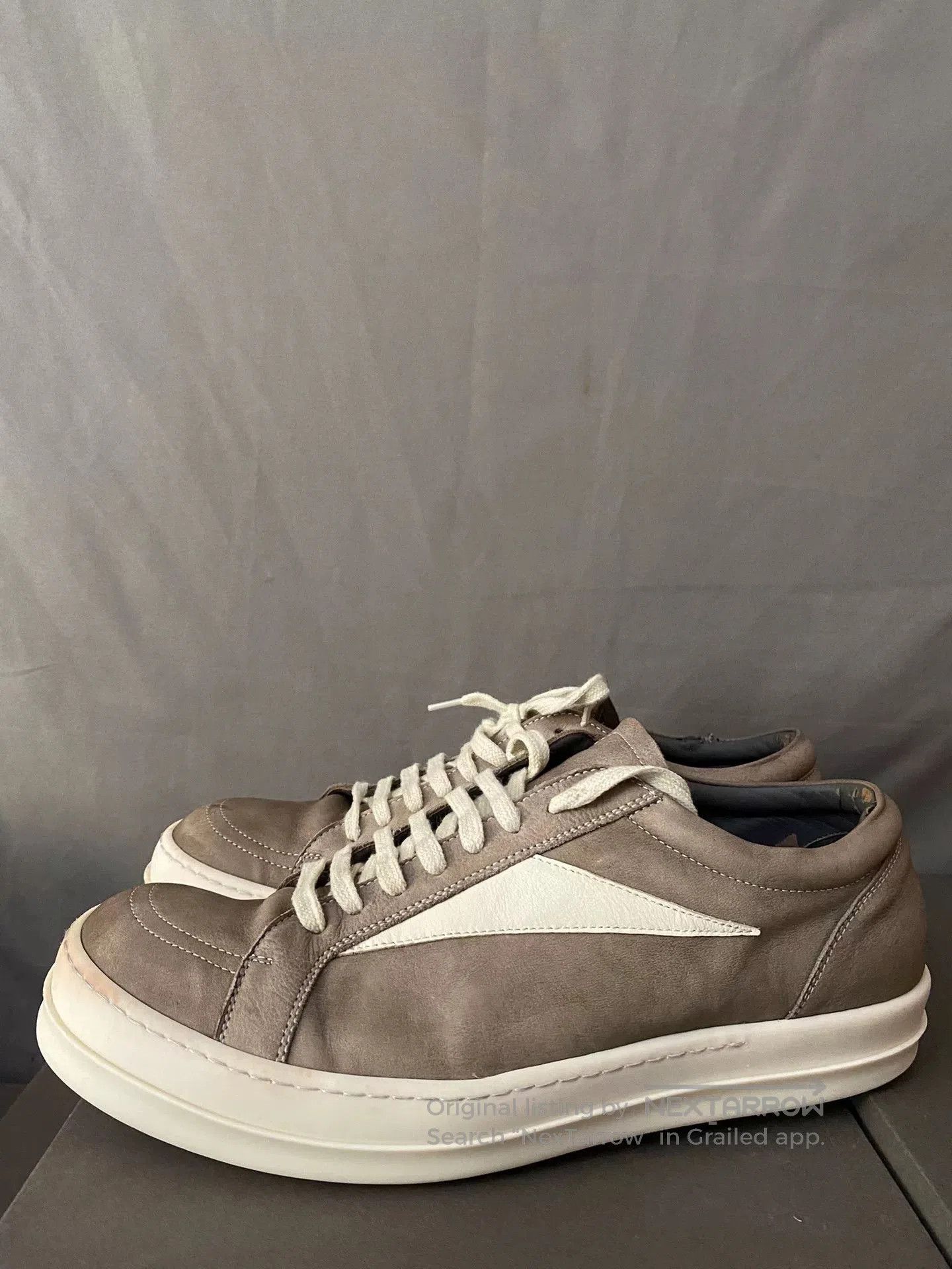 Rick Owens Rick Owens Brown Leather Low-Top Sneakers. Size US 11 / EU 44 - 1 Thumbnail