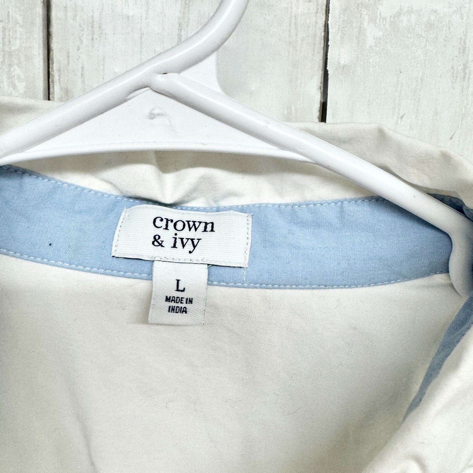 Other Crown & Ivy Shirt Sz LG Button Down Long Sleeve White Cotton Size L / US 10 / IT 46 - 2 Thumbnail