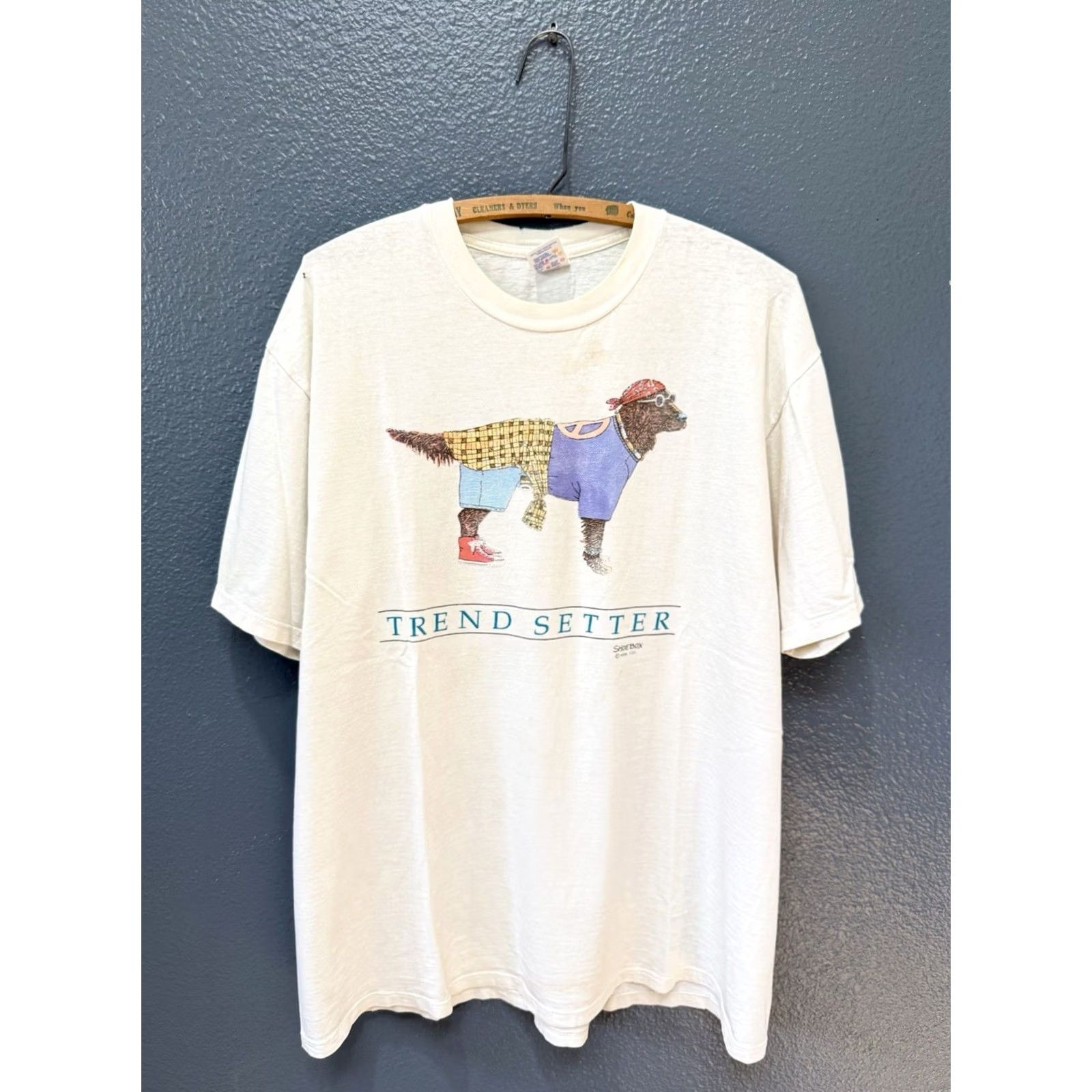 Jerzees VINTAGE 90s Jerzees T-Shirt Dog Trend Setter Shoe Box Graphics White XL Mens Shirt XXl? Size US XL / EU 56 / 4 - 3 Thumbnail