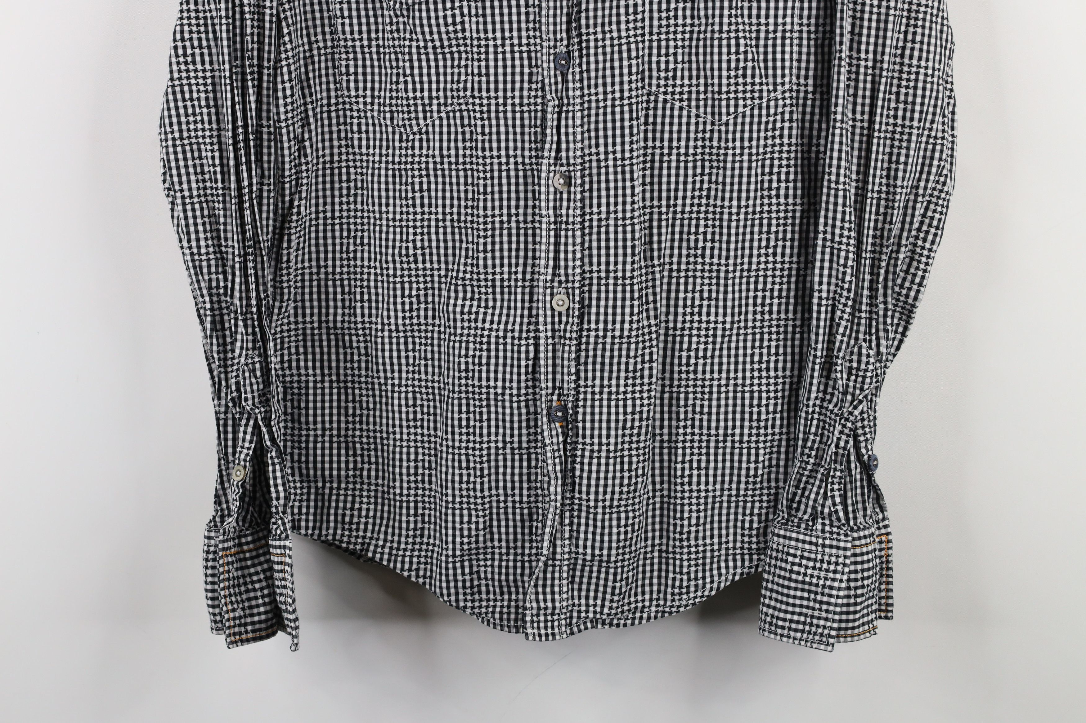 Hugo Boss × Vintage Hugo Boss Checkered Houndstooth Collared Button Shirt Cotton Size US S / EU 44-46 / 1 - 3 Thumbnail