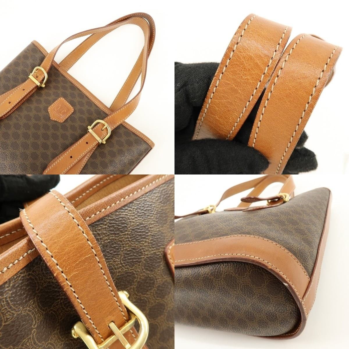 Celine Celine Macadam Triomphe Coated Canvas Tote Brown Size ONE SIZE - 4 Thumbnail