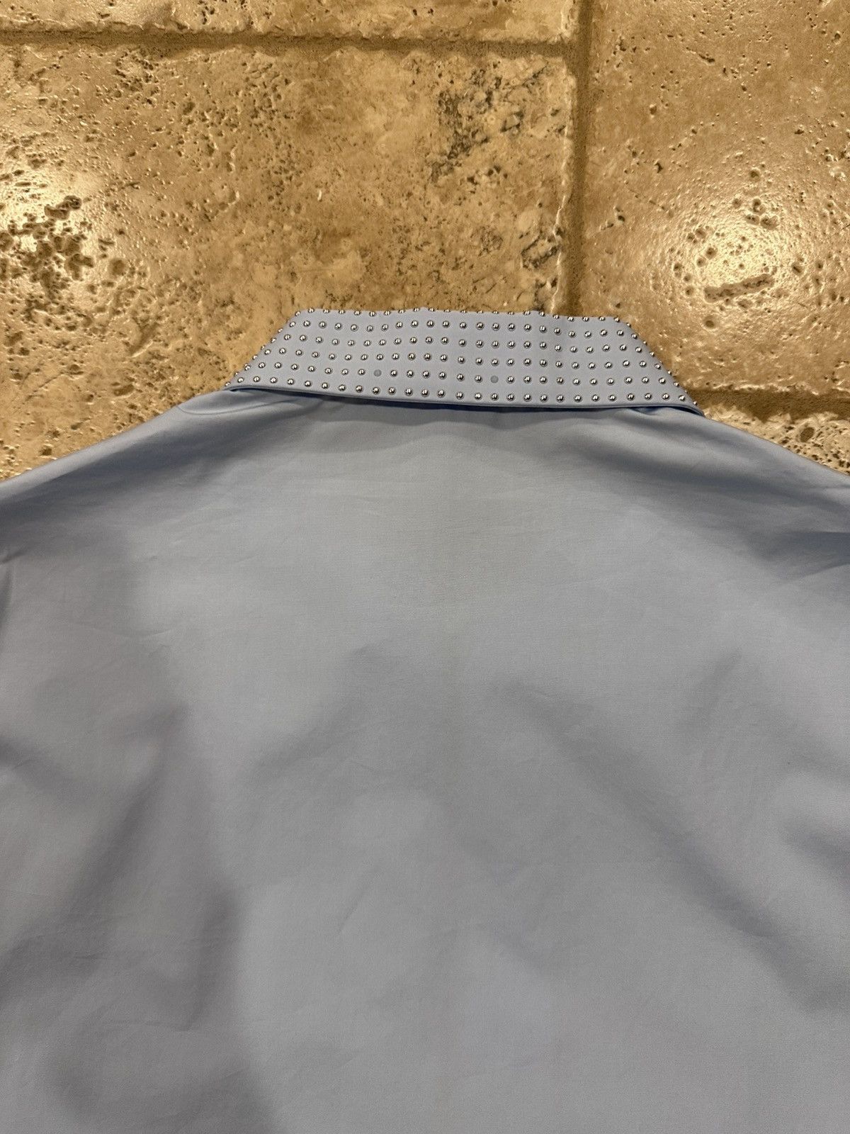 Prada Prada Light Blue Studded Embellished Zip Up Shirt Jacket Size US XL / EU 56 / 4 - 16 Thumbnail