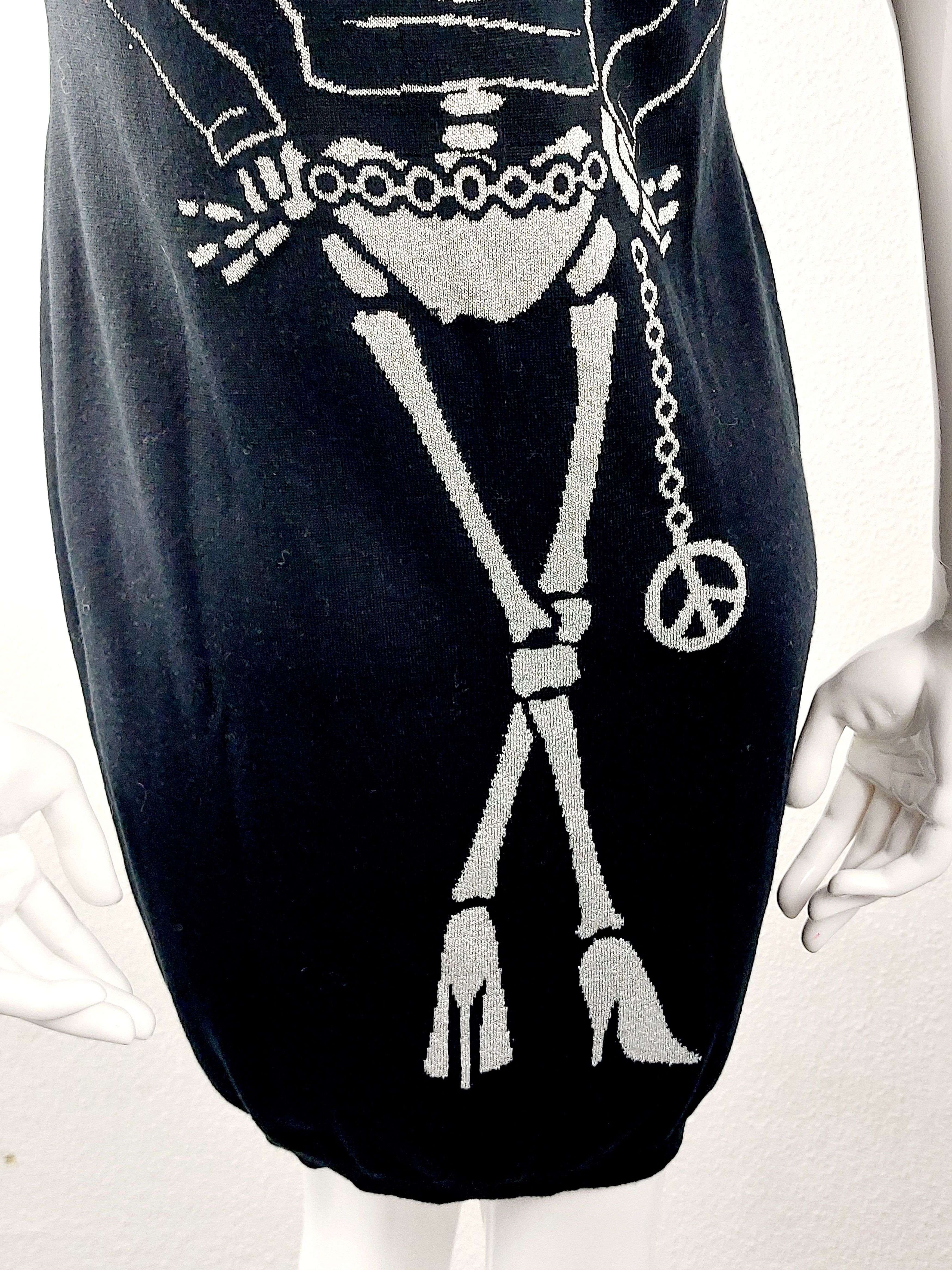 Moschino Moschino Couture Gold Skeleton Intarsia Wool Midi Dress Size M / US 6-8 / IT 42-44 - 11 Thumbnail