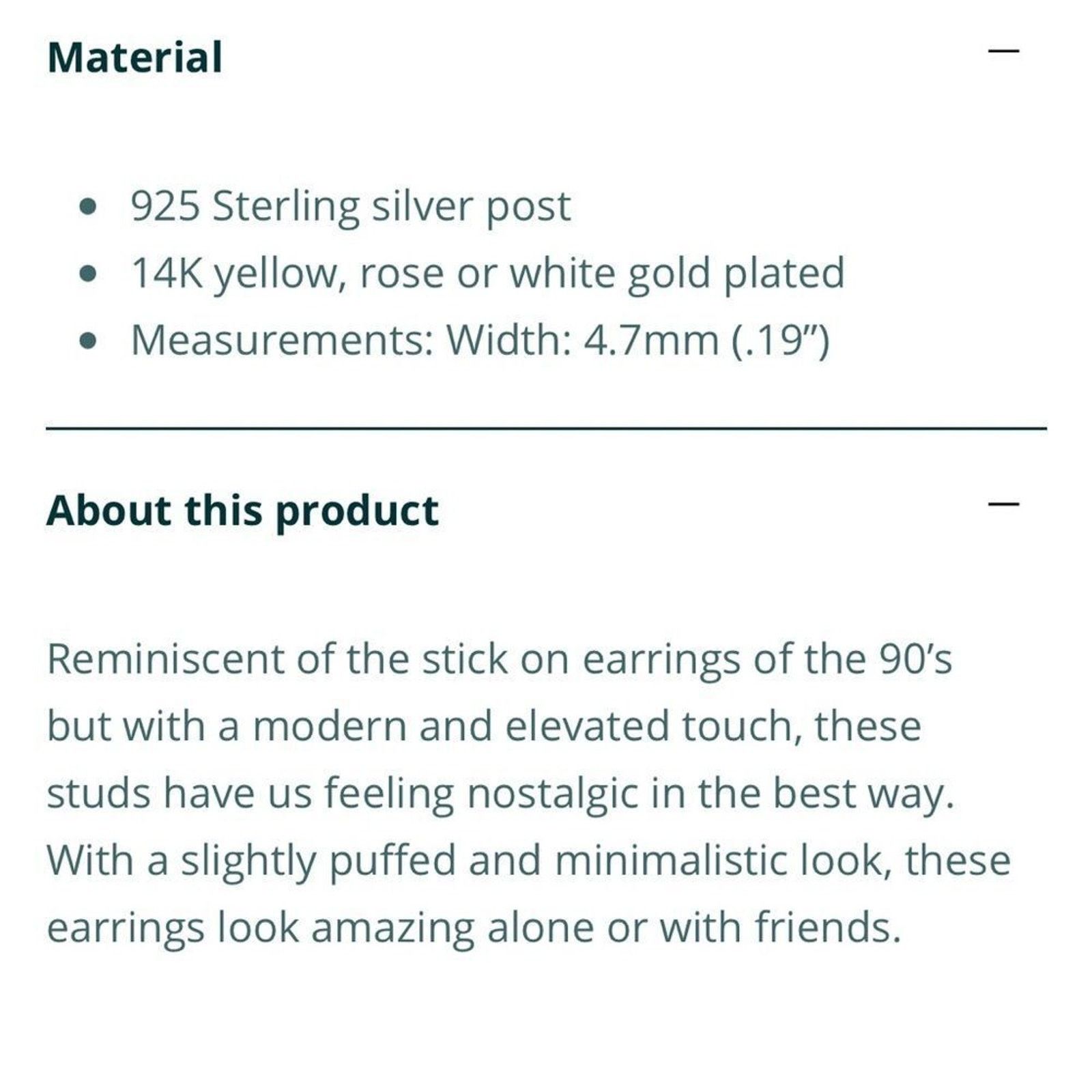 Vintage NWB PAVOI 14K Rose Gold Plated Heart Disc Stud Earrings 925 Size ONE SIZE - 9 Thumbnail