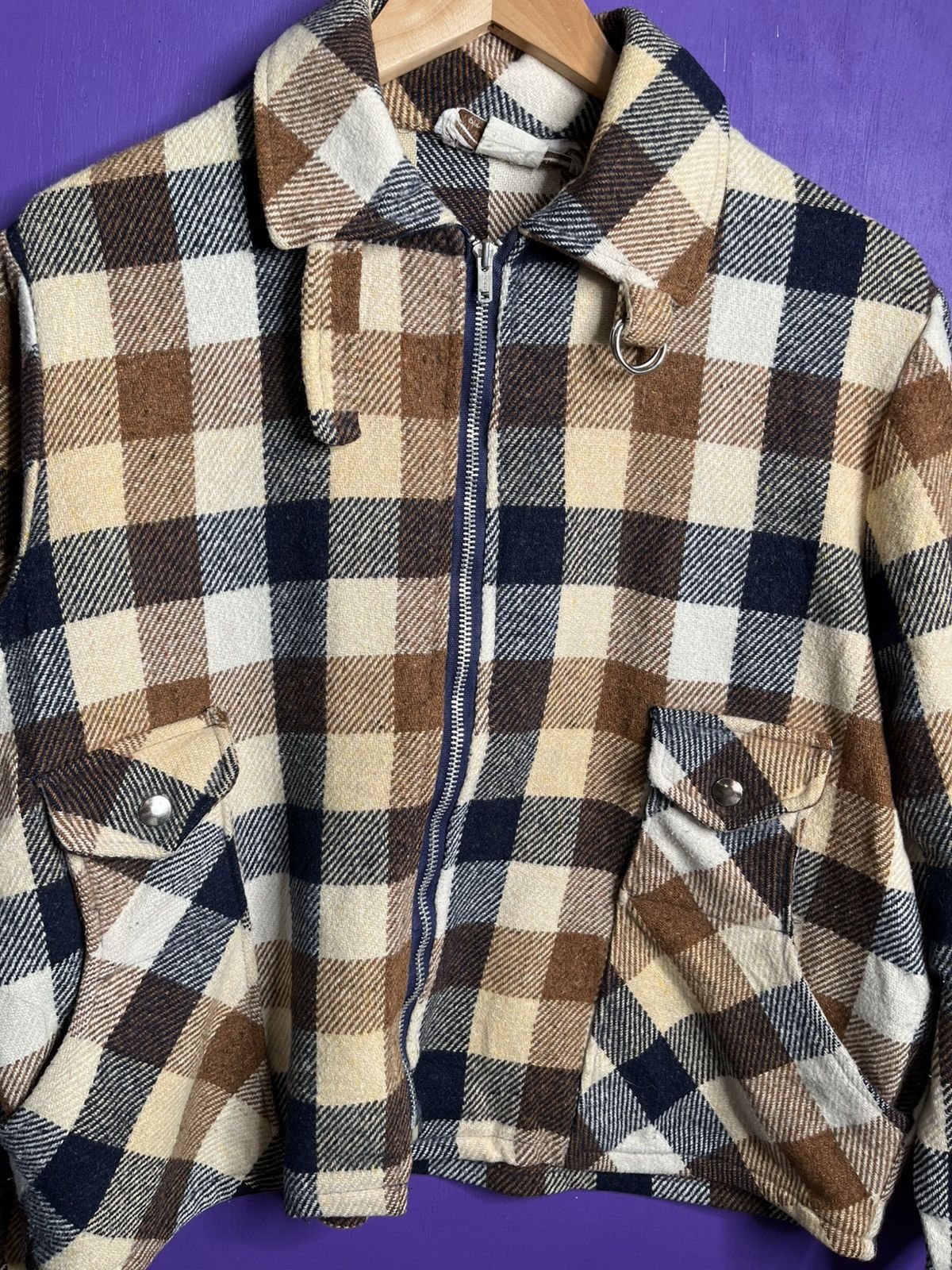 Vintage Vintage 60s unique flannel 2 pocket zip up jacket Size US M / EU 48-50 / 2 - 3 Thumbnail