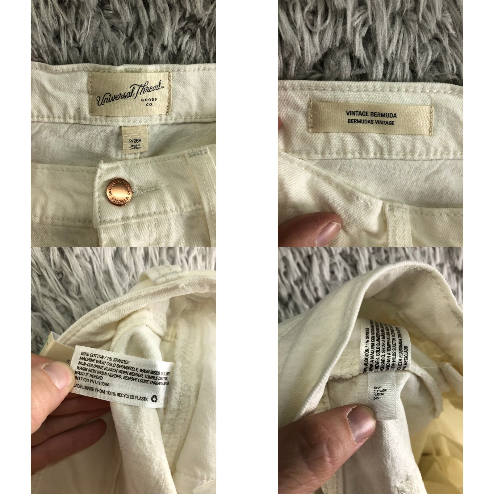Vintage VINTAGE Universal Thread Bermuda Shorts Womens Size 2 White Denim Jean Shorts Size 26" / US 2 / IT 38 - 8 Thumbnail