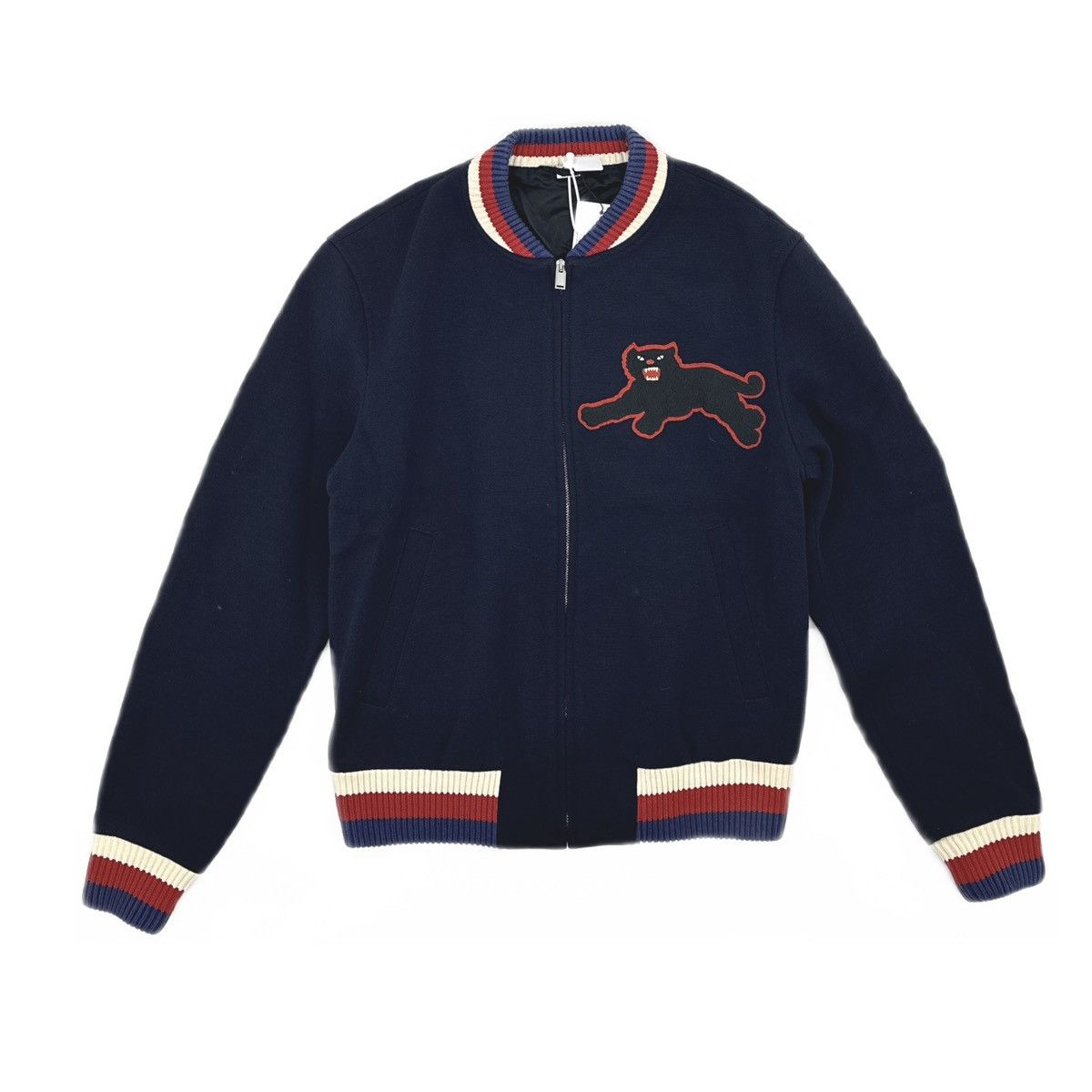 Gucci Gucci Wool Bomber Jacket Dark Blue Black Panther Patch Size US M / EU 48-50 / 2 - 1 Thumbnail