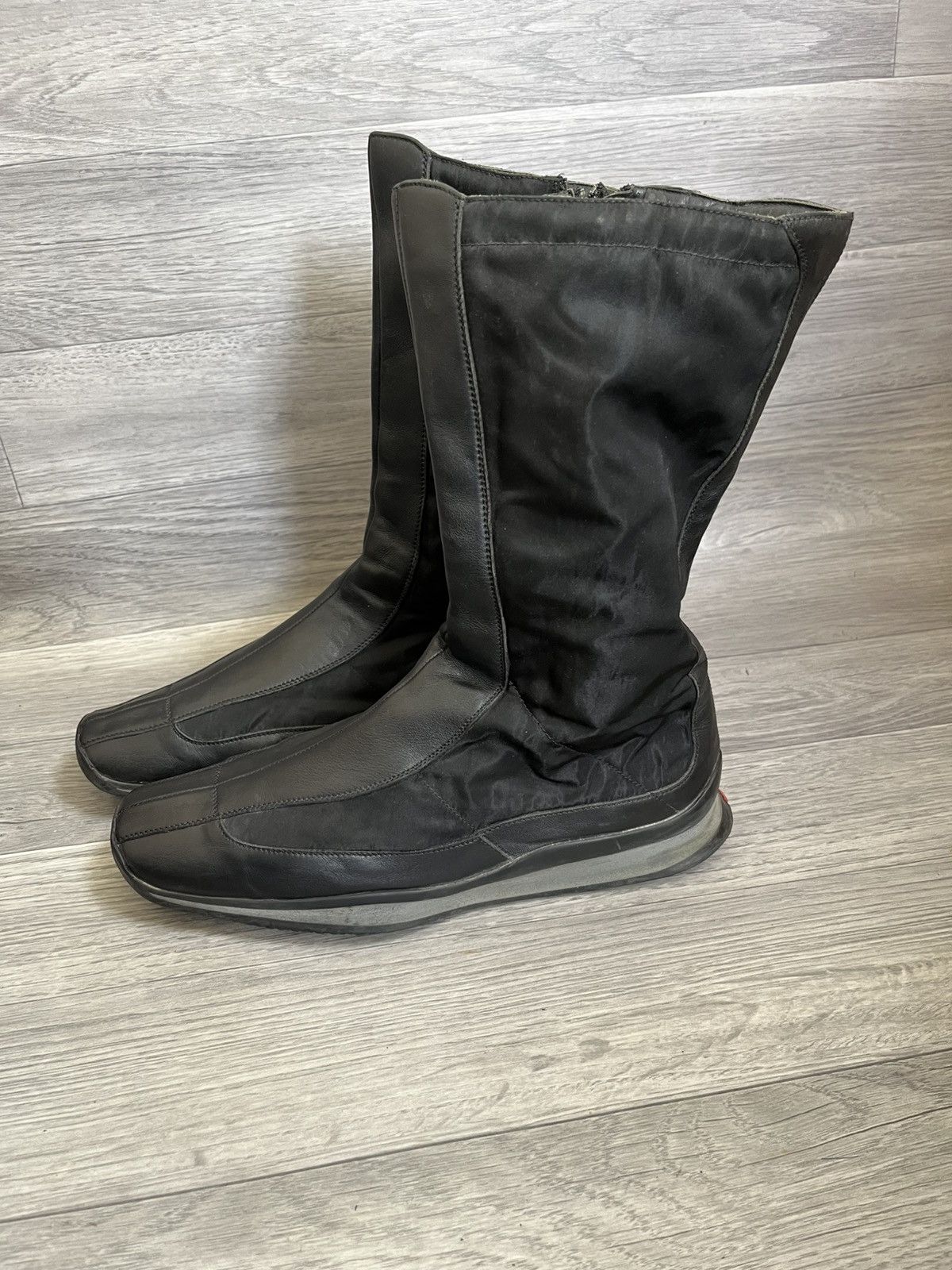Prada Vintage 90s Prada nylon linea rossa boxing knee high boots Size US 8 / EU 41 - 4 Thumbnail
