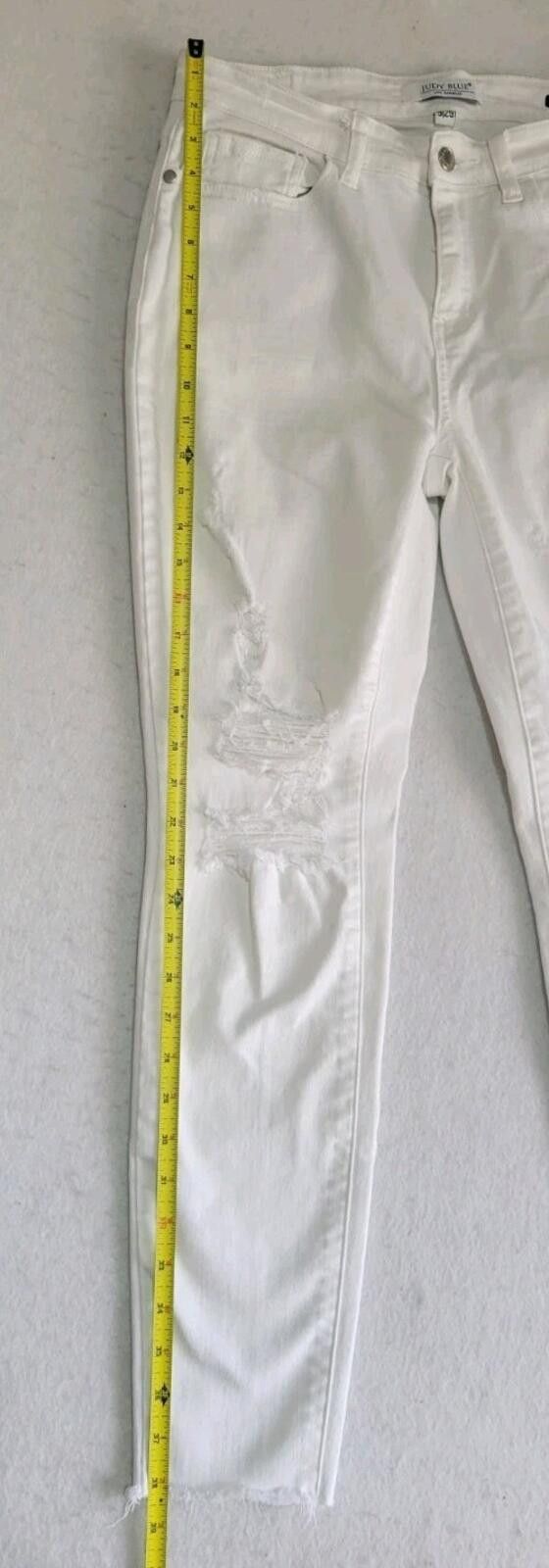 Other JUDY BLUE Womens White Jeans Distressed Denim Size 9/29 Size 29" - 7 Thumbnail