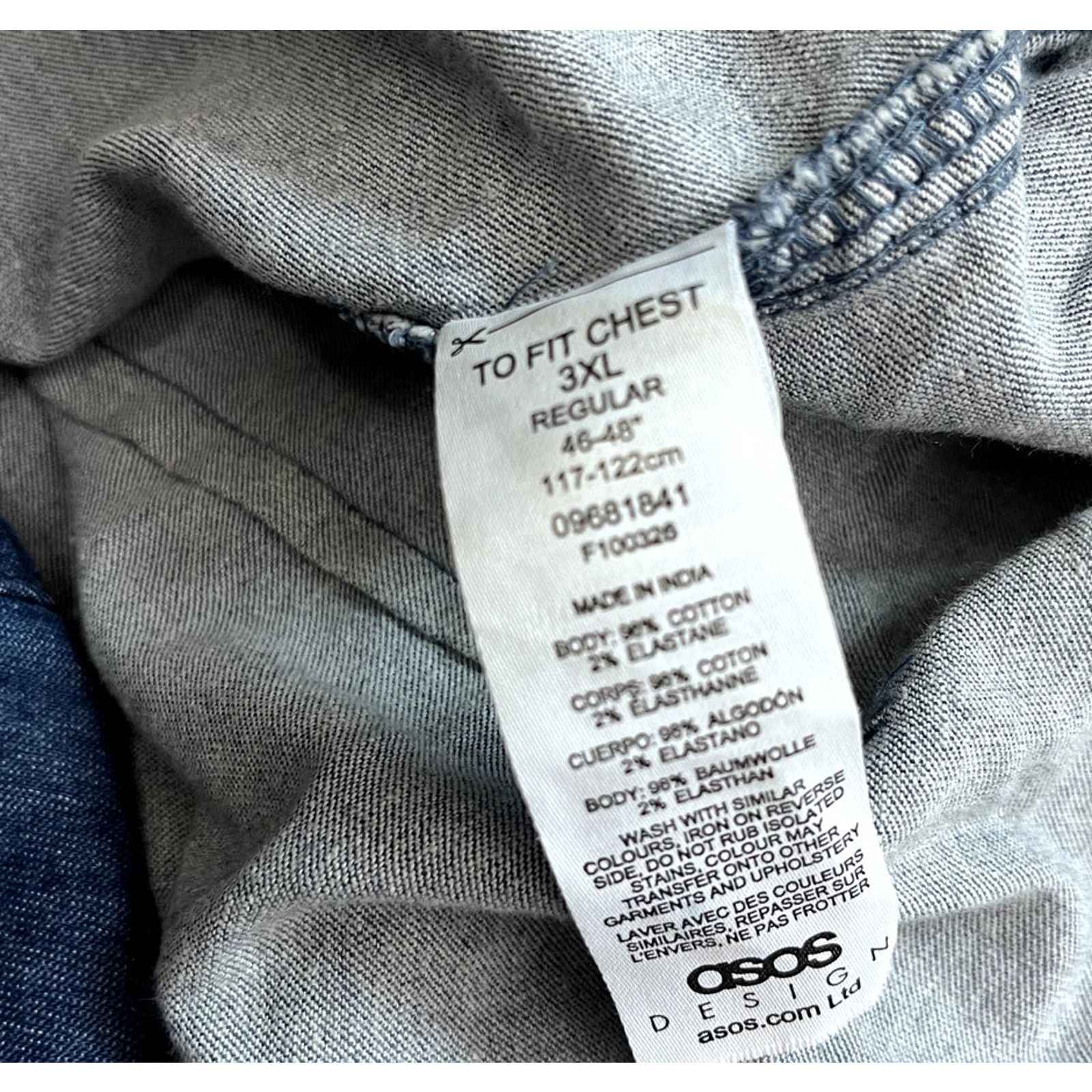 Asos Men's Asos Denim Chambray Button Front Shirt 3XL Size US XXL / EU 58 / 5 - 6 Thumbnail