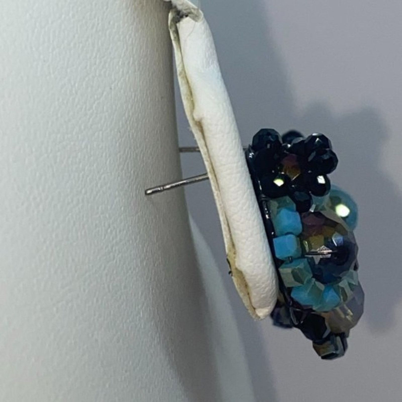 Handmade Multi-tone Blue Beaded Rhinestone Earrings Size ONE SIZE - 5 Thumbnail