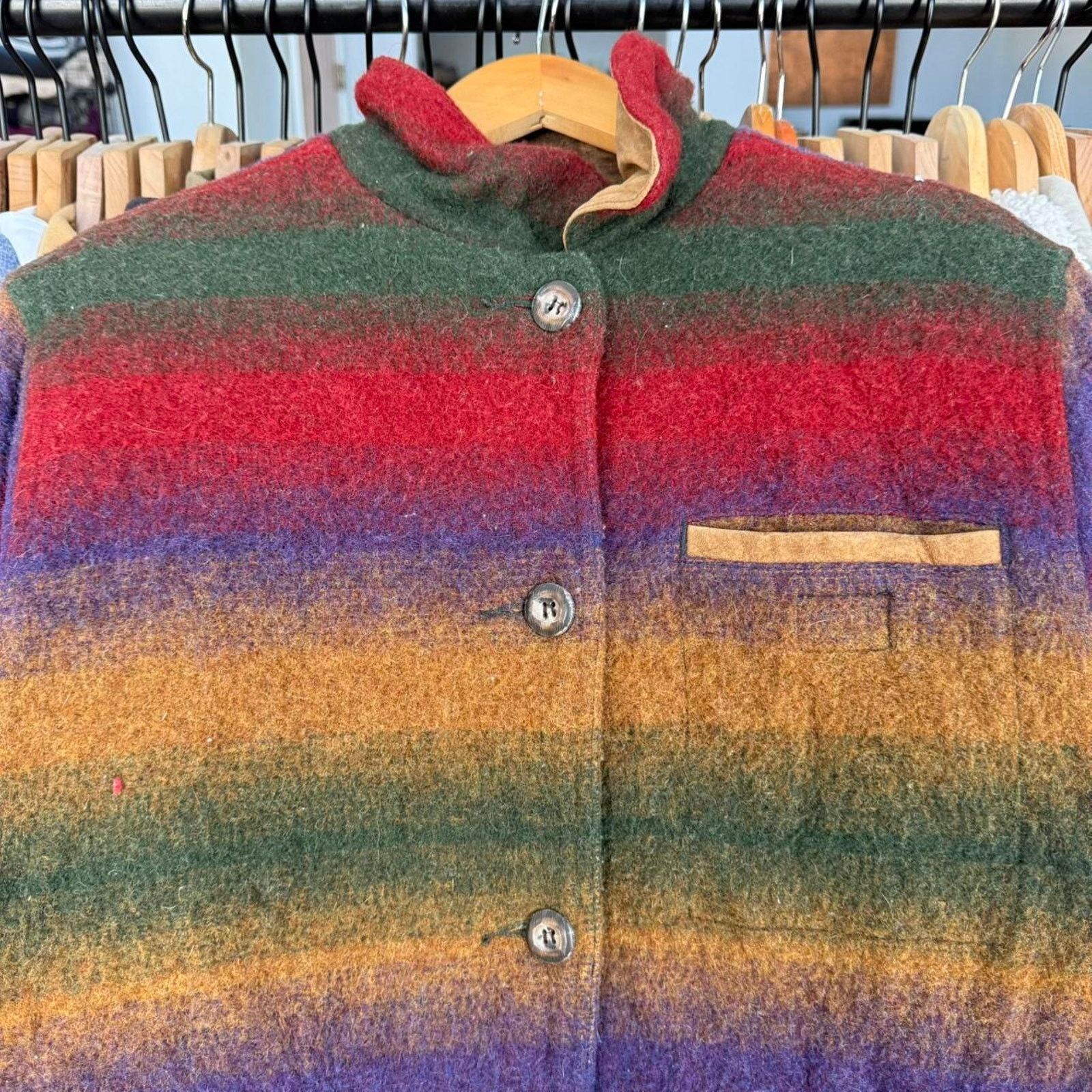 Eddie Bauer Vintage 80s Eddie Bauer Wool Jacket With Western Pattern Size S / US 4 / IT 40 - 2 Thumbnail