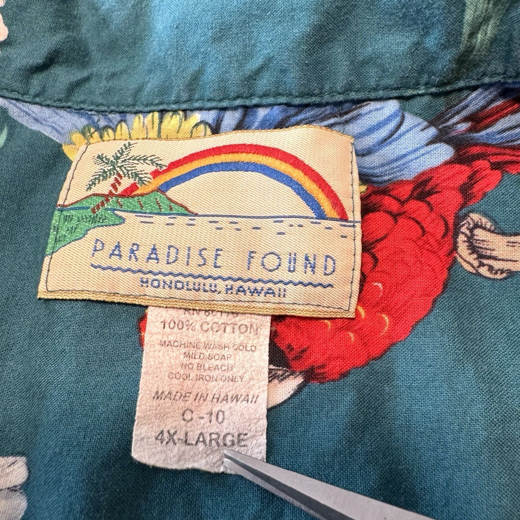 Paradise Found VINTAGE Paradise Found Men's Parrot Hawaiian Shirt Size 4XL USA Made Teal Blue Size US XXL / EU 58 / 5 - 4 Thumbnail