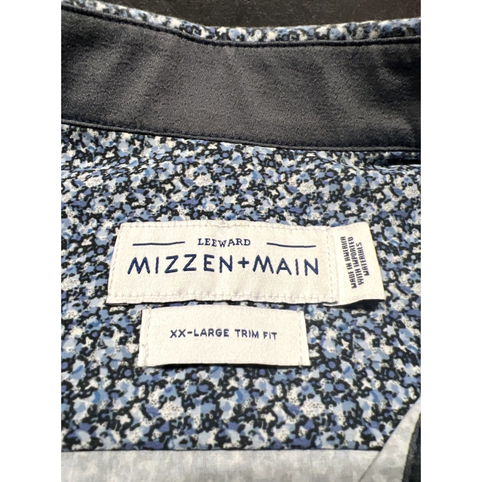 Mizzen+Main Mizzen+Main Leeward Blue Floral Button-Up Shirt XXL 2XL Slim Fit Men’s Regular Size Size US XXL / EU 58 / 5 - 7 Thumbnail