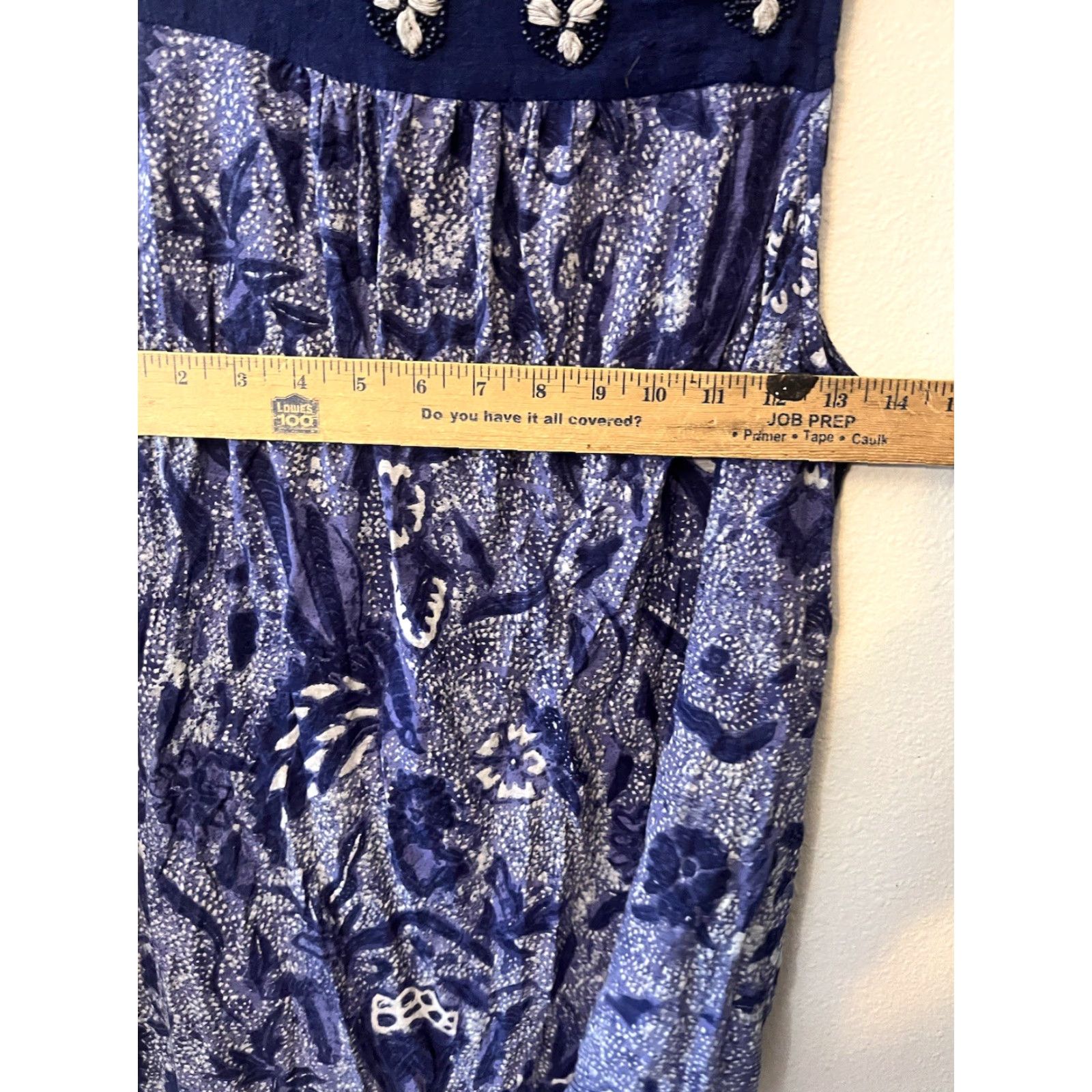 Lucky Brand Lucky Brand Tank Shaped Sleeve Vest Adult Small Blue Floral Beaded Embroidered Bohemian Casual Sleeveless Cotton Modal Women S Size S / US 4 / IT 40 - 5 Thumbnail