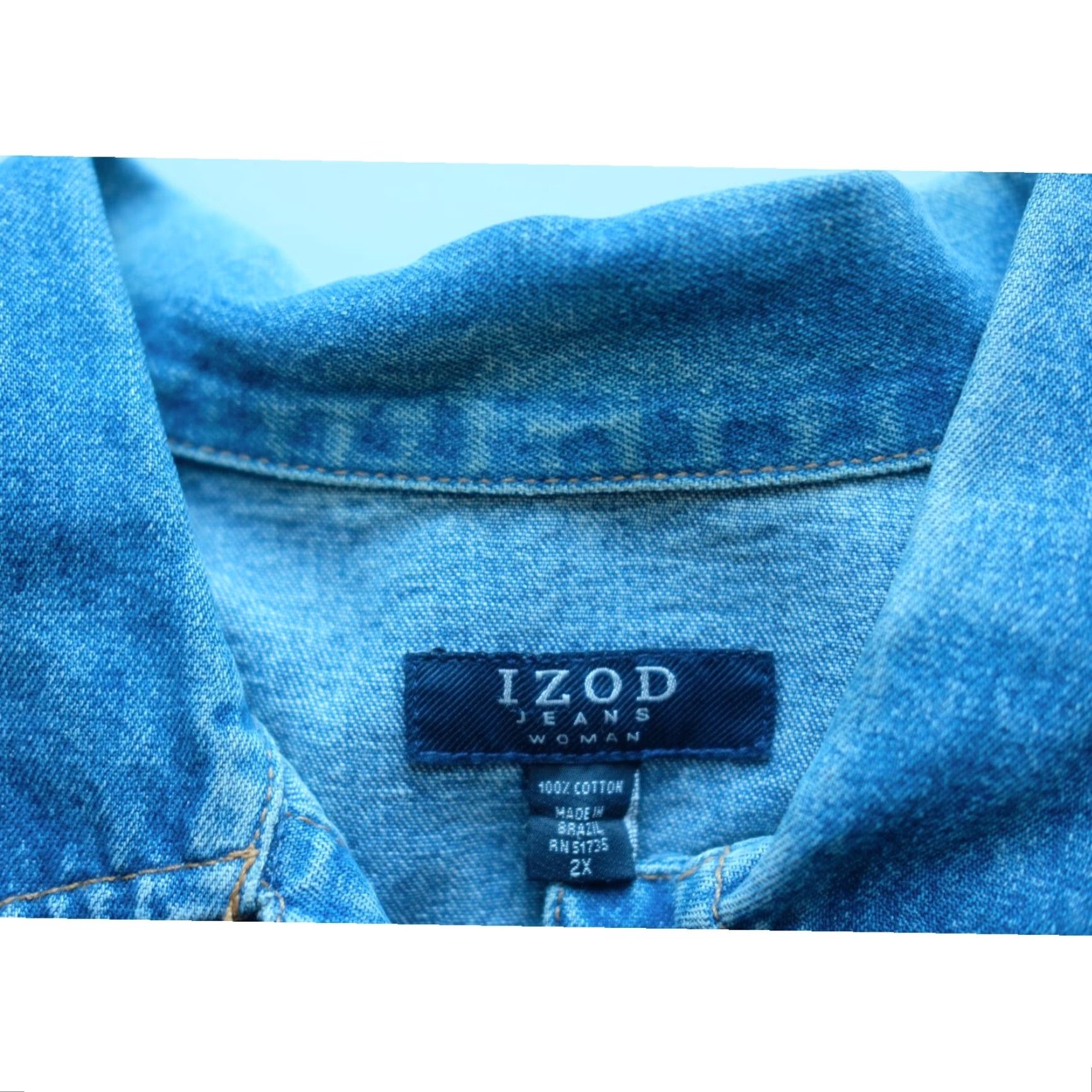 Izod VINTAGE IZOD JEAN DENIM JACKET BLUE MADE IN BRAZIL VTG 90s Y2K WOMEN SZ XXL 2XL ALL SEASONS JACKET Women Size 40" / US 18 - 5 Thumbnail