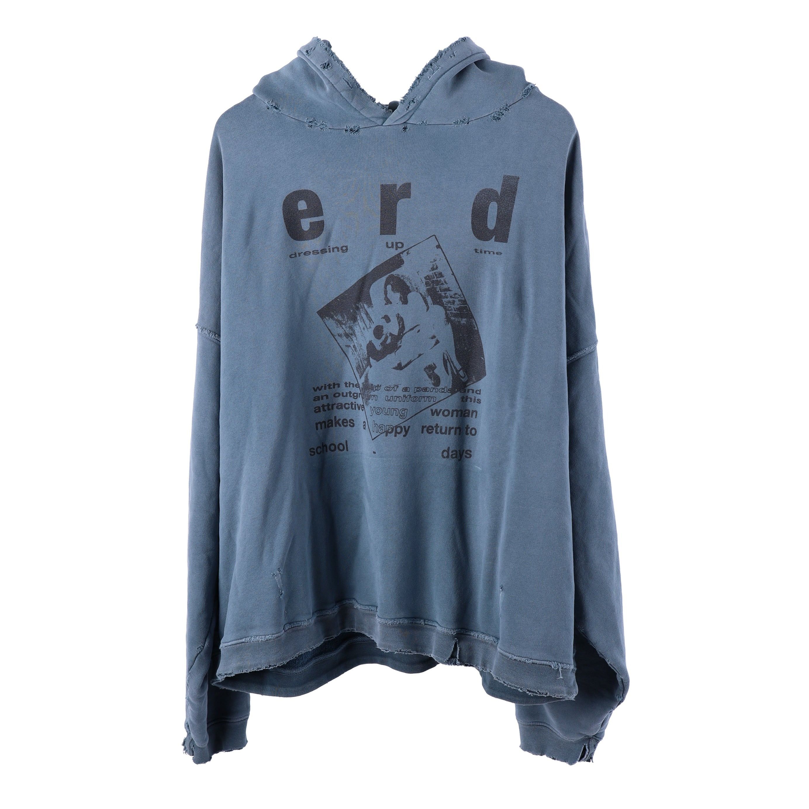 ERD DRESSING UP TIME BLUE THRASHED HOODIE