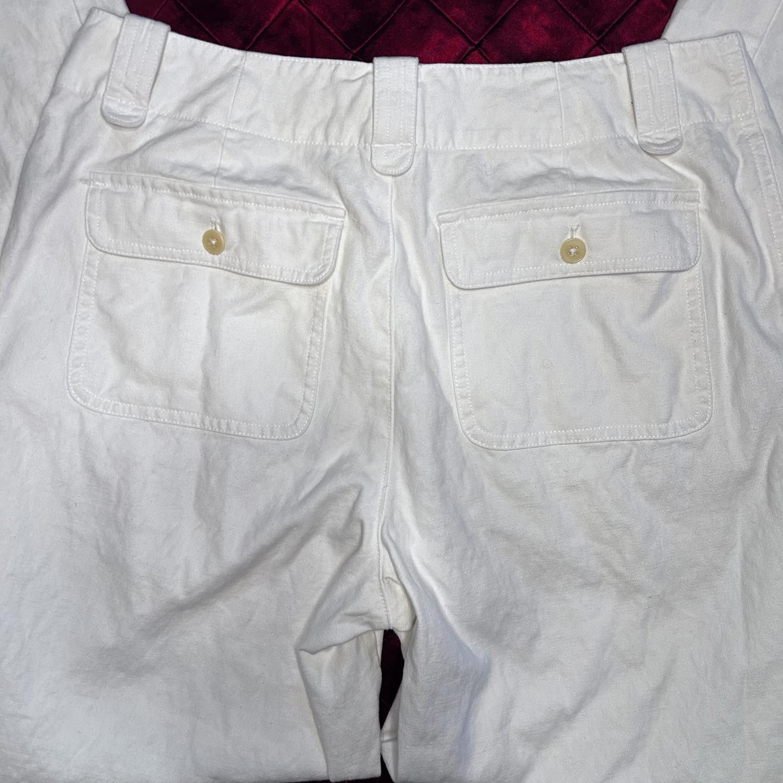 Lauren Ralph Lauren LRL Wide Leg Pants Jeans Linen Cotton White Size 8 Size 30" / US 8 / IT 44 - 4 Thumbnail
