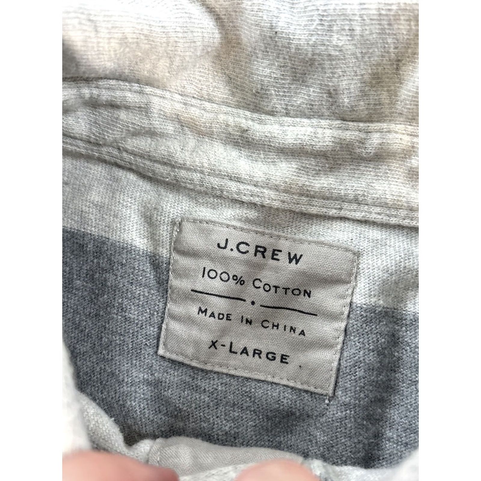 J.Crew J.Crew Rugby Shirt Mens XL Gray White Stripe Cotton Preppy Polo Knit Goods Size US XL / EU 56 / 4 - 5 Thumbnail