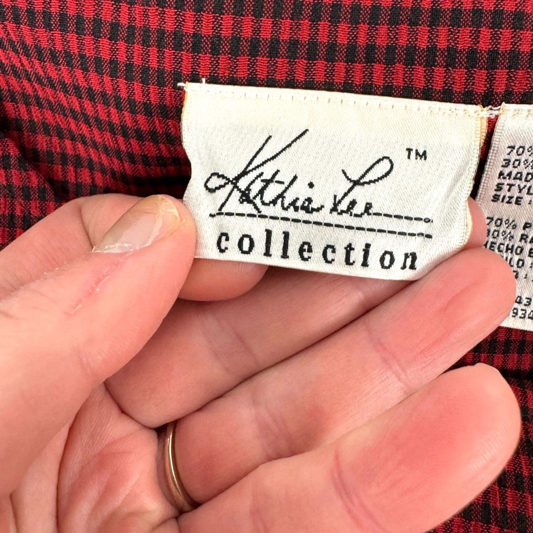 Lee VINTAGE Kathie Lee Collection Maxi Dress 90s Gingham Red Black Sz 8 Size M / US 6-8 / IT 42-44 - 3 Thumbnail