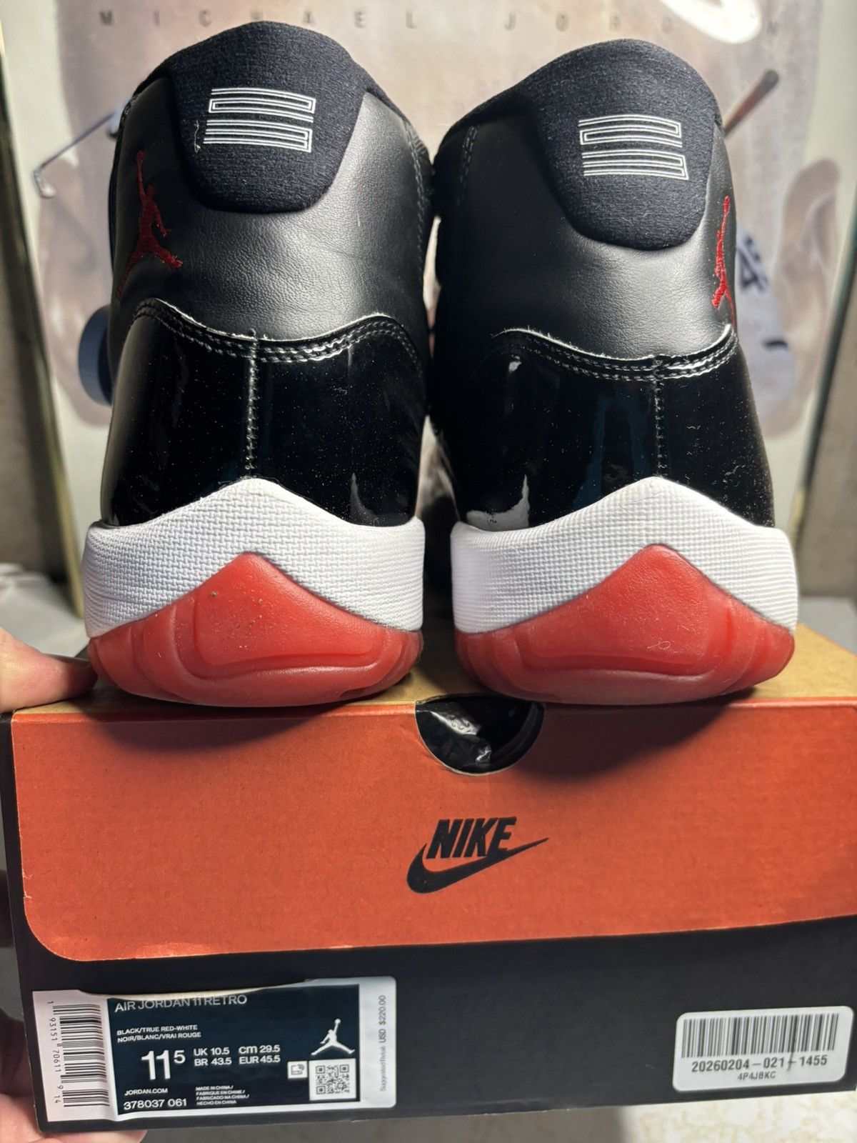 Jordan Brand Air Jordan 11 Bred 2019 Size US 11.5 / EU 44-45 - 7 Thumbnail