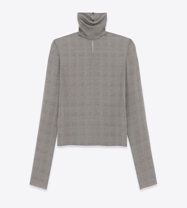 Saint Laurent Paris o1s1wg111124 Turtleneck Blouse in Prince of Wales silk Grey Size XS / US 0-2 / IT 36-38 - 1 Thumbnail