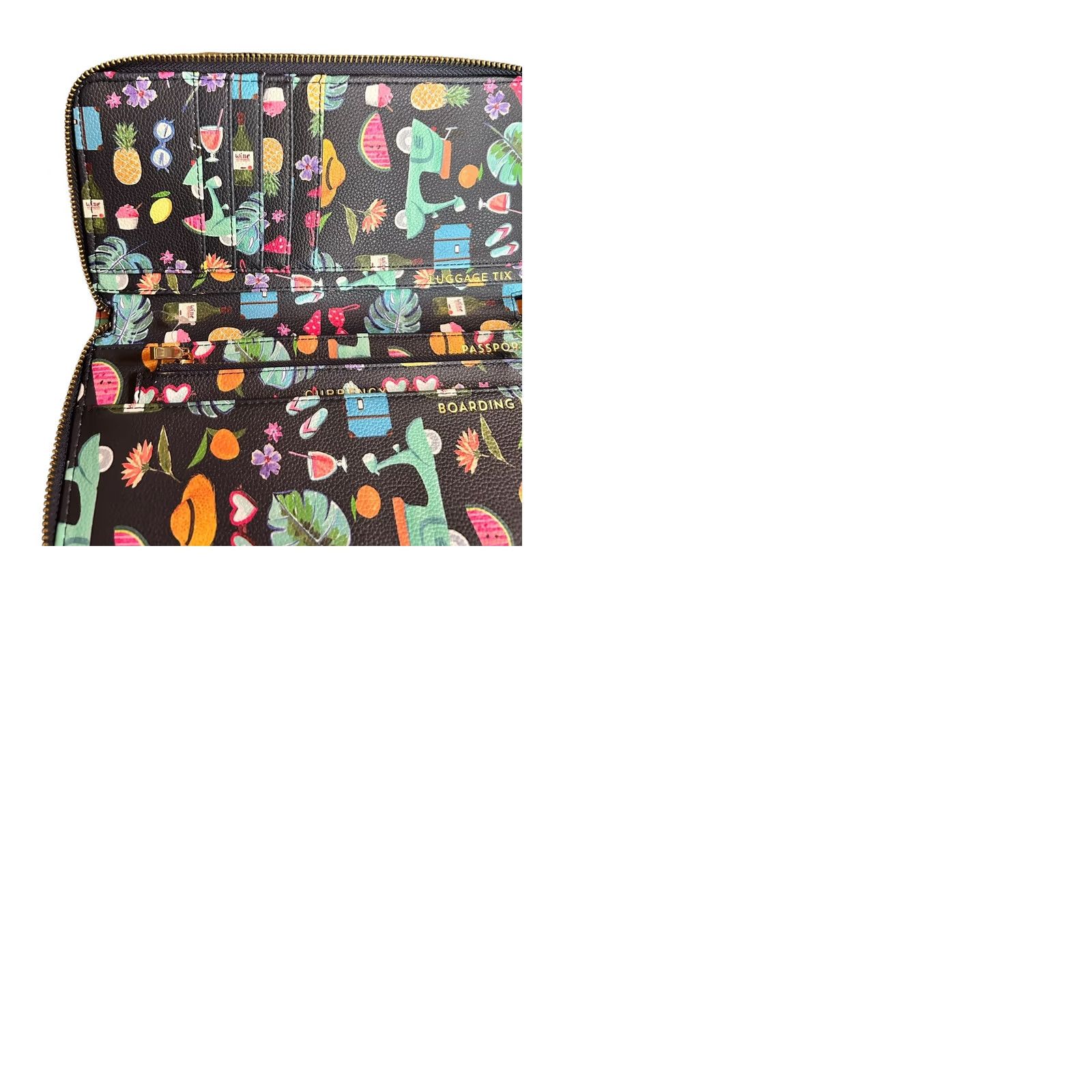 Vintage Love & Lore Travel Documents Foldover Wallet Tropical Vacation Print Women’s NWT Wristlet Credit Card Folding Blue Geometric Tropic Theme Women Size ONE SIZE - 12 Thumbnail