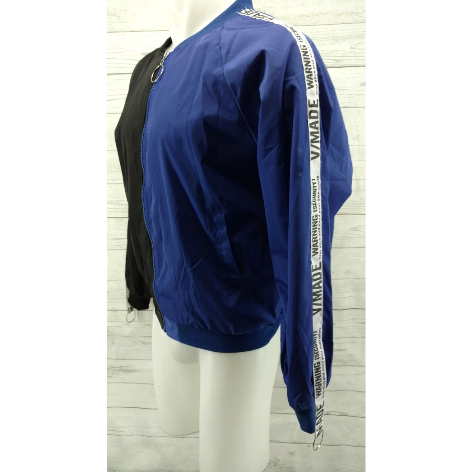 Vintage Vmade Bomber Style Windbreaker Jacket Men Black Blue M Size Front Zip Nylon Size US M / EU 48-50 / 2 - 4 Thumbnail