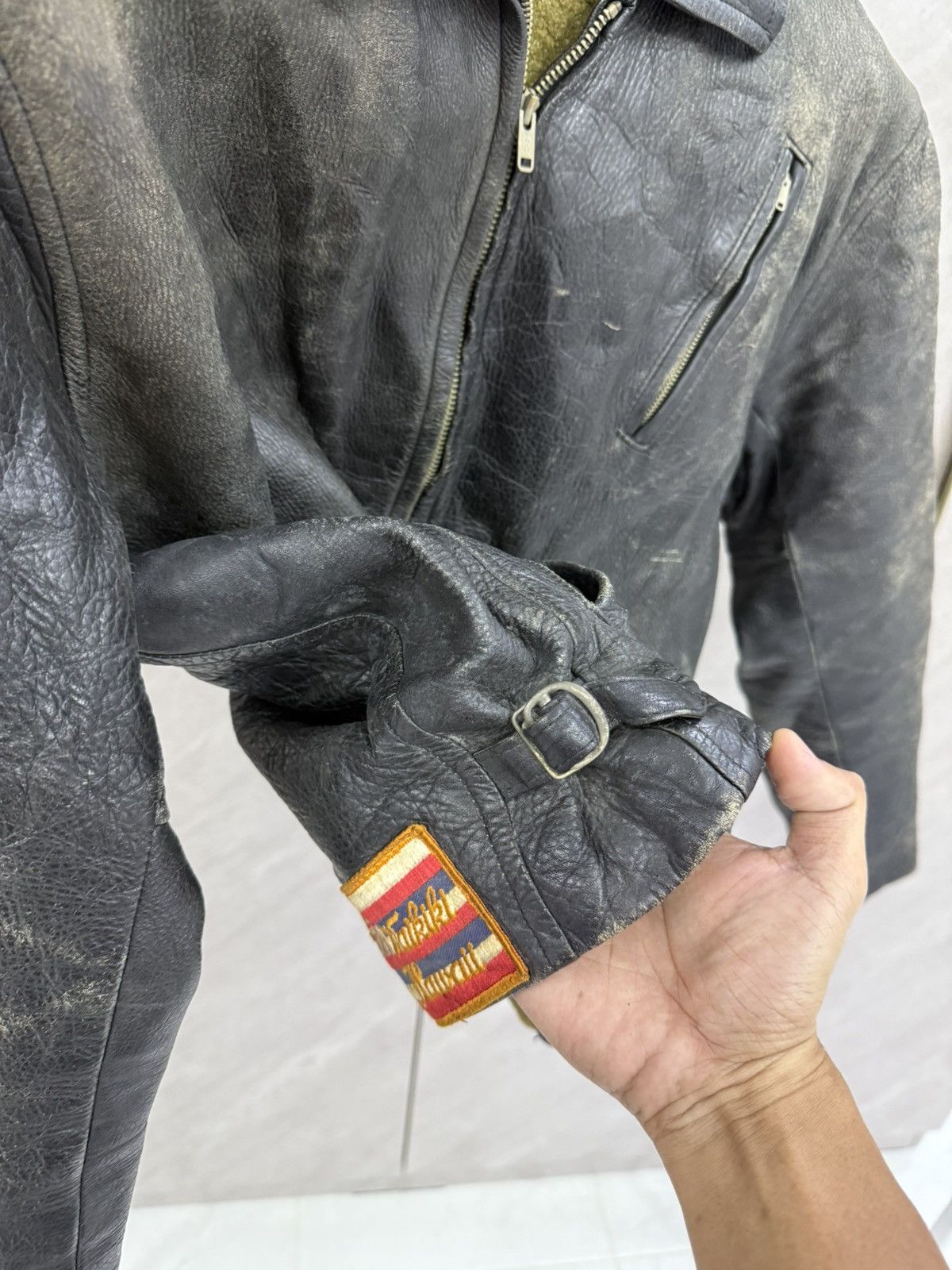 Genuine Leather Vtg Distress Patina Rugged Leather Jacket Like Ralph Lauren Size US S / EU 44-46 / 1 - 7 Thumbnail