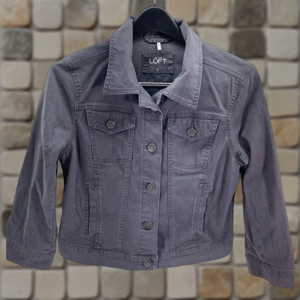 Loft Loft ANN Taylor Denim Jacket Womens Small Gray Button Front Long Sleeve Outdoor Shirt Size S / US 4 / IT 40 - 1 Thumbnail