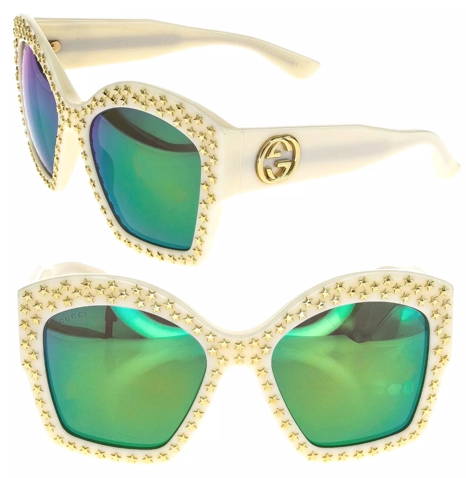 Gucci GUCCI Gold STAR Stud GG3870 Oversized Green Swift 3870 Size ONE SIZE - 1 Thumbnail