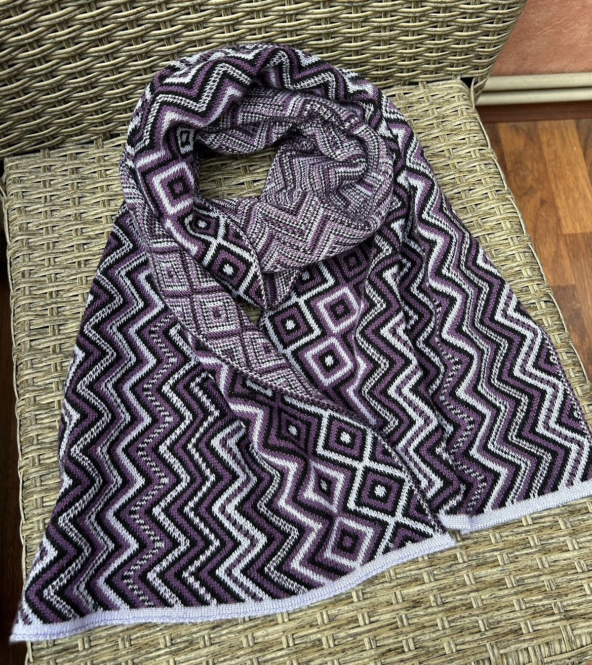 Missoni Vintage Missoni Wool Blend Purple ZigZag Scarf Size ONE SIZE - 1 Thumbnail
