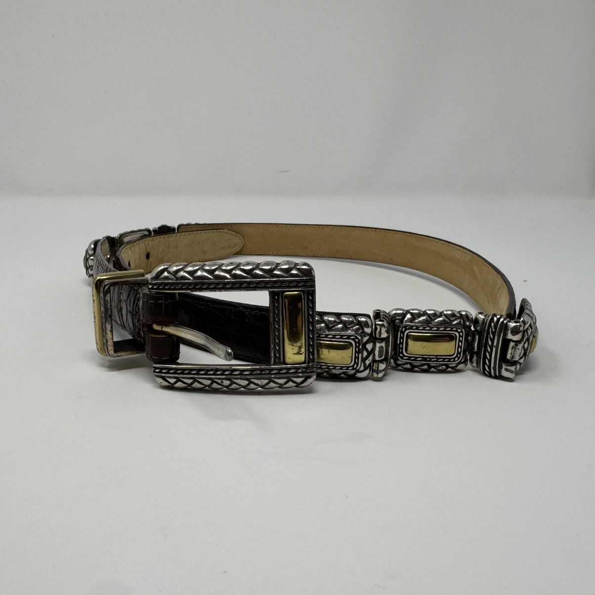 Brighton Brighton Brown Corcodile Embossed Leather Belt Women's M Size ONE SIZE - 1 Thumbnail