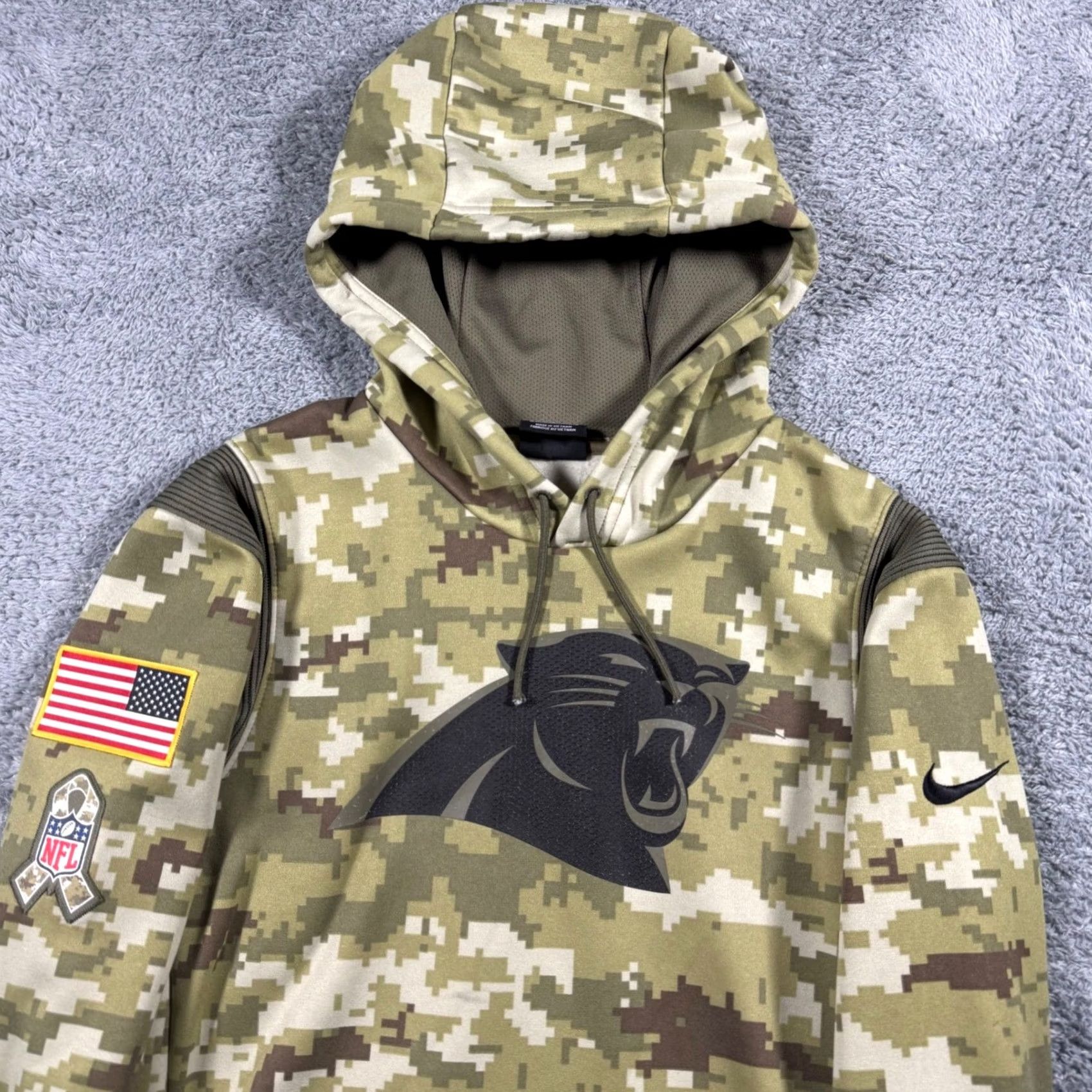 Nike Nike Carolina Panthers NFL Salute to Service Digital Camo On Field Hoodie M Mens Camouflage Football Urban Athleisure Size US M / EU 48-50 / 2 - 2 Thumbnail