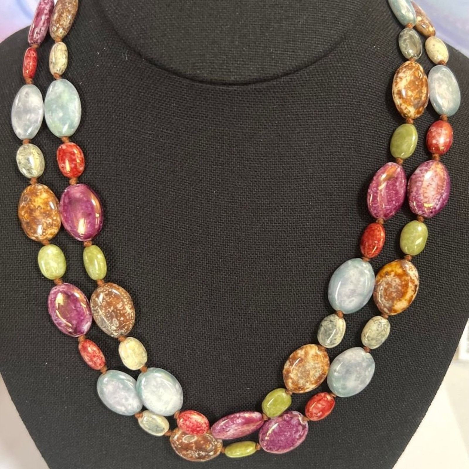 & Other Stories Vintage Signed - Austria Cabochon Stone Bead Necklace Size ONE SIZE - 2 Thumbnail