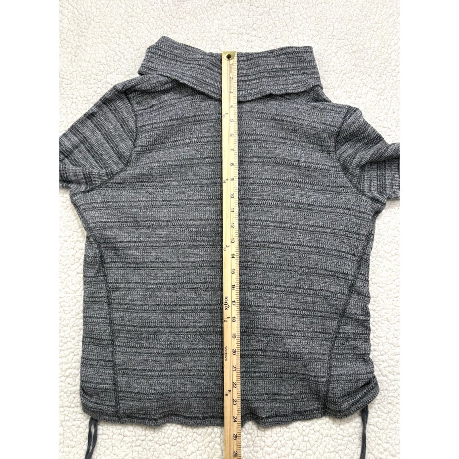 J. Jill J.Jill Cowl Neck Sweater Gray Side Cinch Ruched Ties Knit Marled Large Petite White Guide: Gray Size L / US 10 / IT 46 - 7 Thumbnail