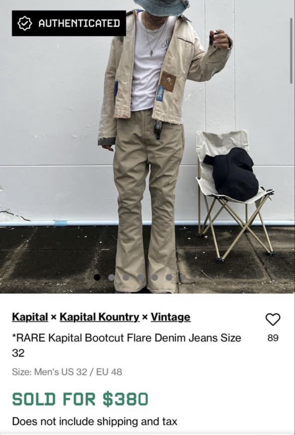 Japan Blue FYE🔥Punk Whisker Smokes Chino Cotton Flare KAPITAL Style Size US 29 - 16 Thumbnail