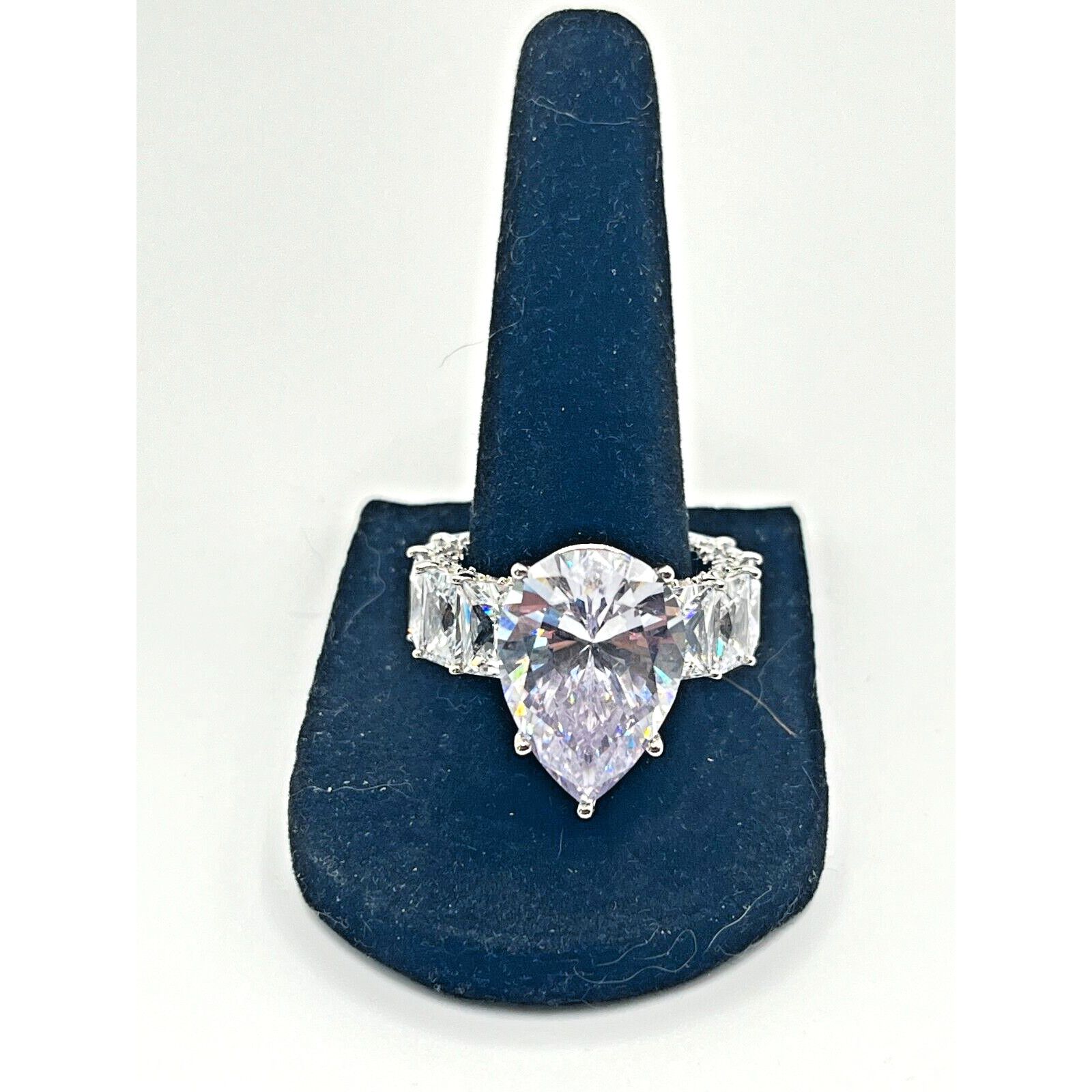The Unbranded Brand Princess Cut Quartz Diamond Baguette Silver Ring Size 15G Size ONE SIZE - 1 Thumbnail