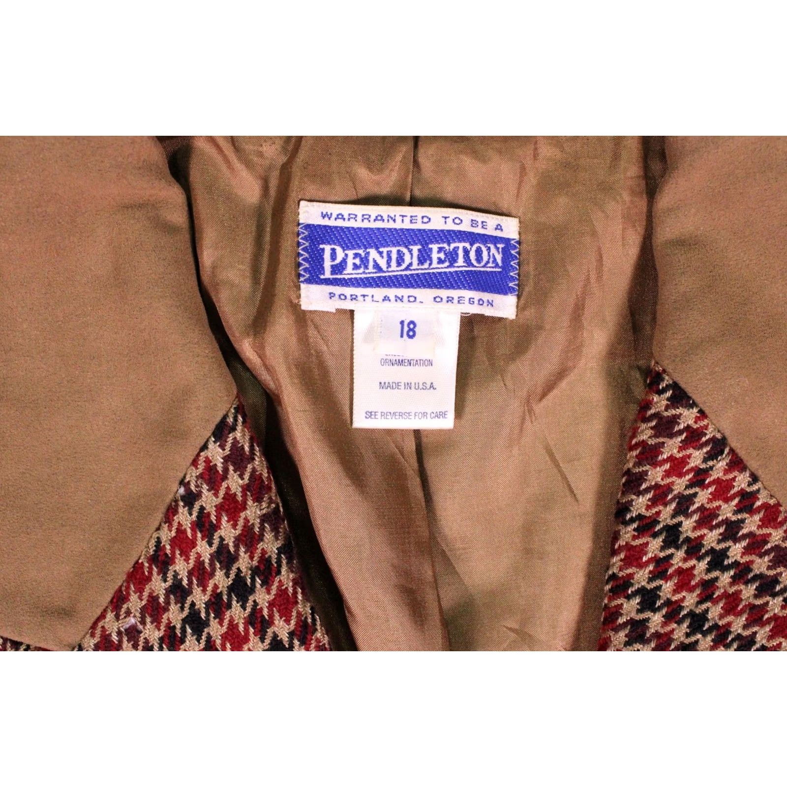 Pendleton VINTAGE Pendleton Jacket Womens 18 Blazer Tweed Houndstooth Plaid 80s Made USA Red Size XXL / US 16-18 / IT 52-54 - 2 Thumbnail