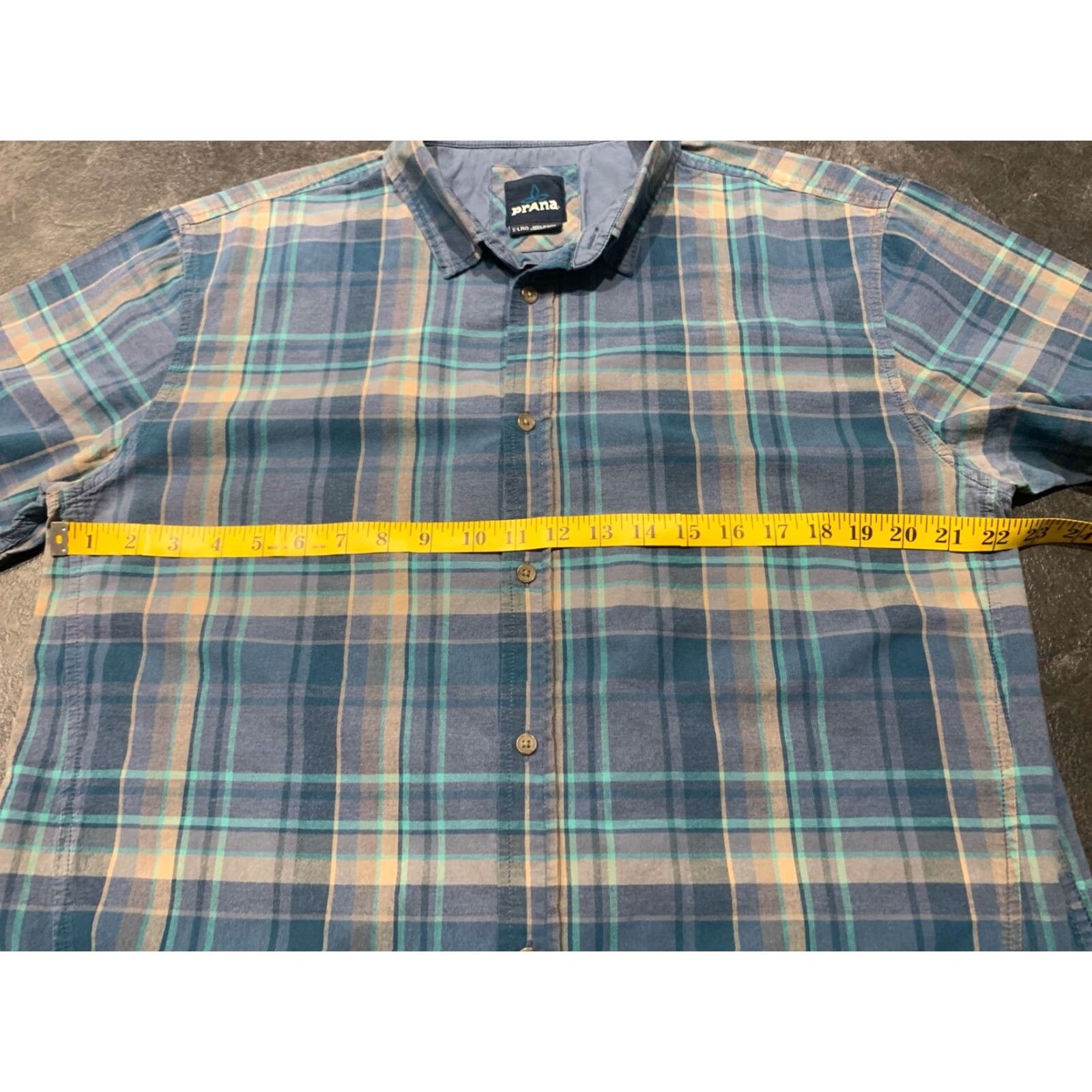 Prana prAna Men's Short Sleeve Button-Down Shirt Blue Plaid XL Casual All Seasons Size US XL / EU 56 / 4 - 7 Thumbnail