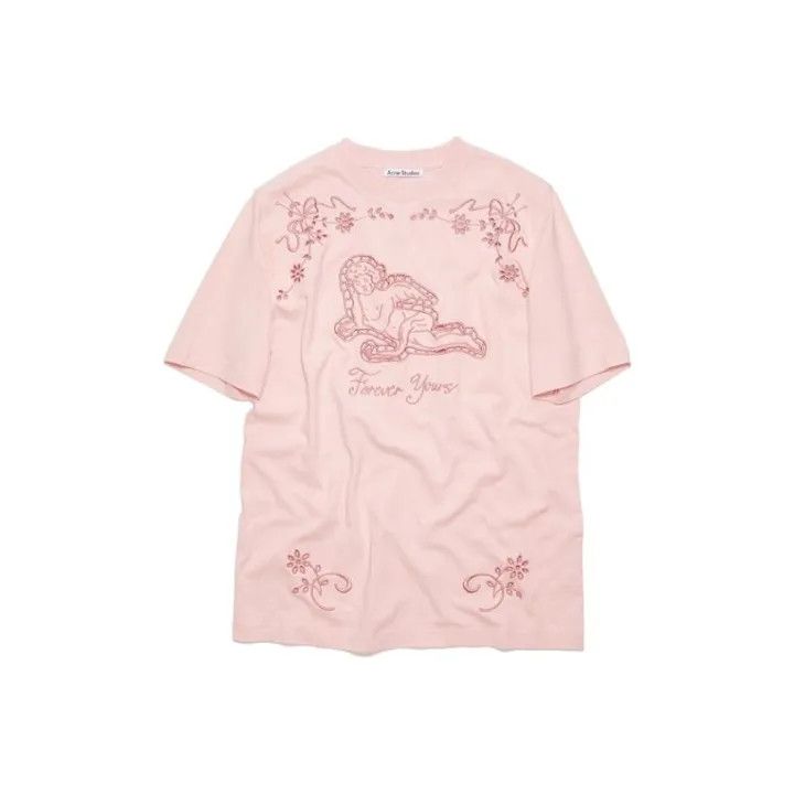 Acne Studios Acne Studios Floral Embroidery T-shirt in Light Pink Size XS / US 0-2 / IT 36-38 - 1 Preview