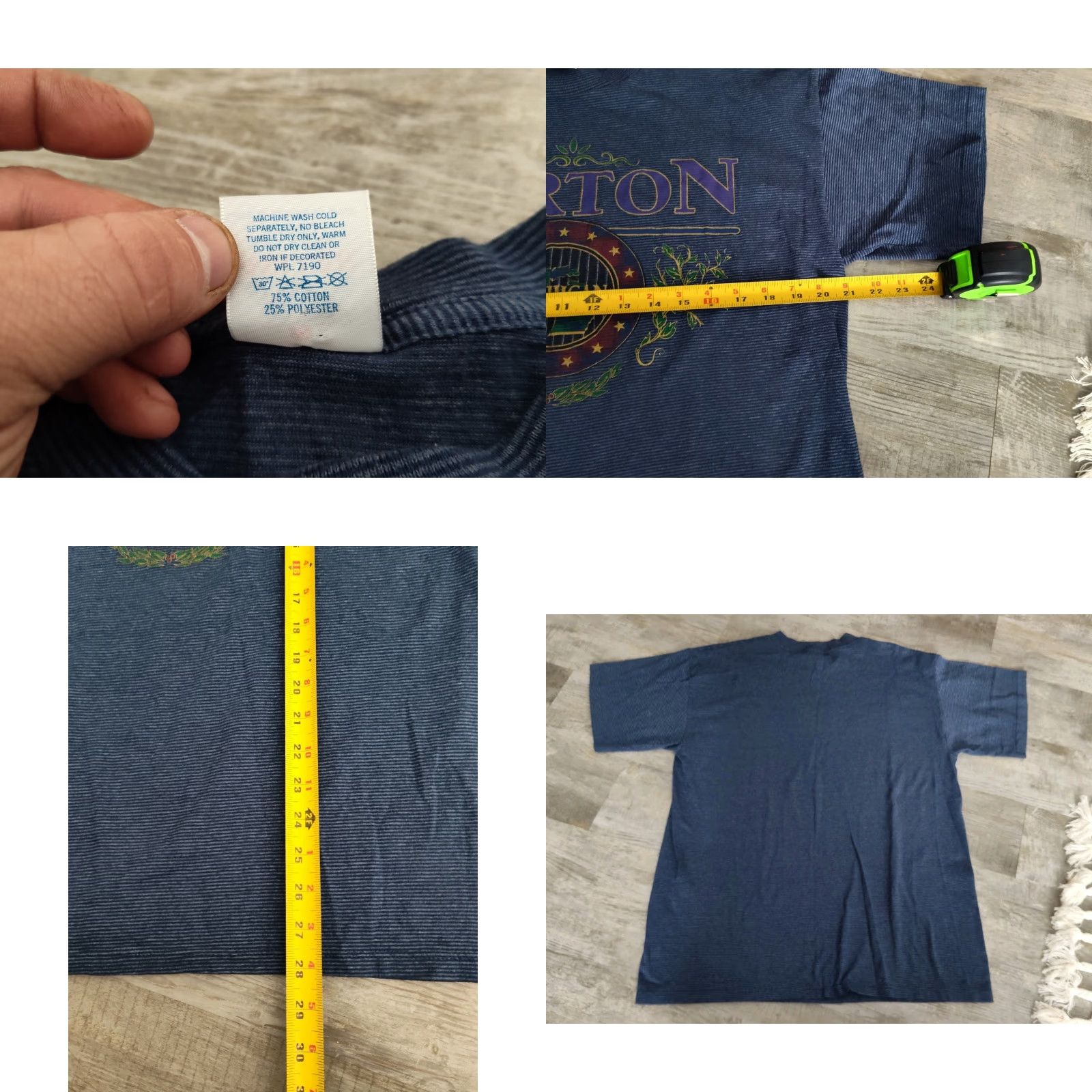 Vintage VINTAGE Miller USA Michigan Tee Shirt Striped Single Stitch T-Shirt Regular Fit Size L Blue Cotton Polyester Men Mens Size US L / EU 52-54 / 3 - 8 Thumbnail