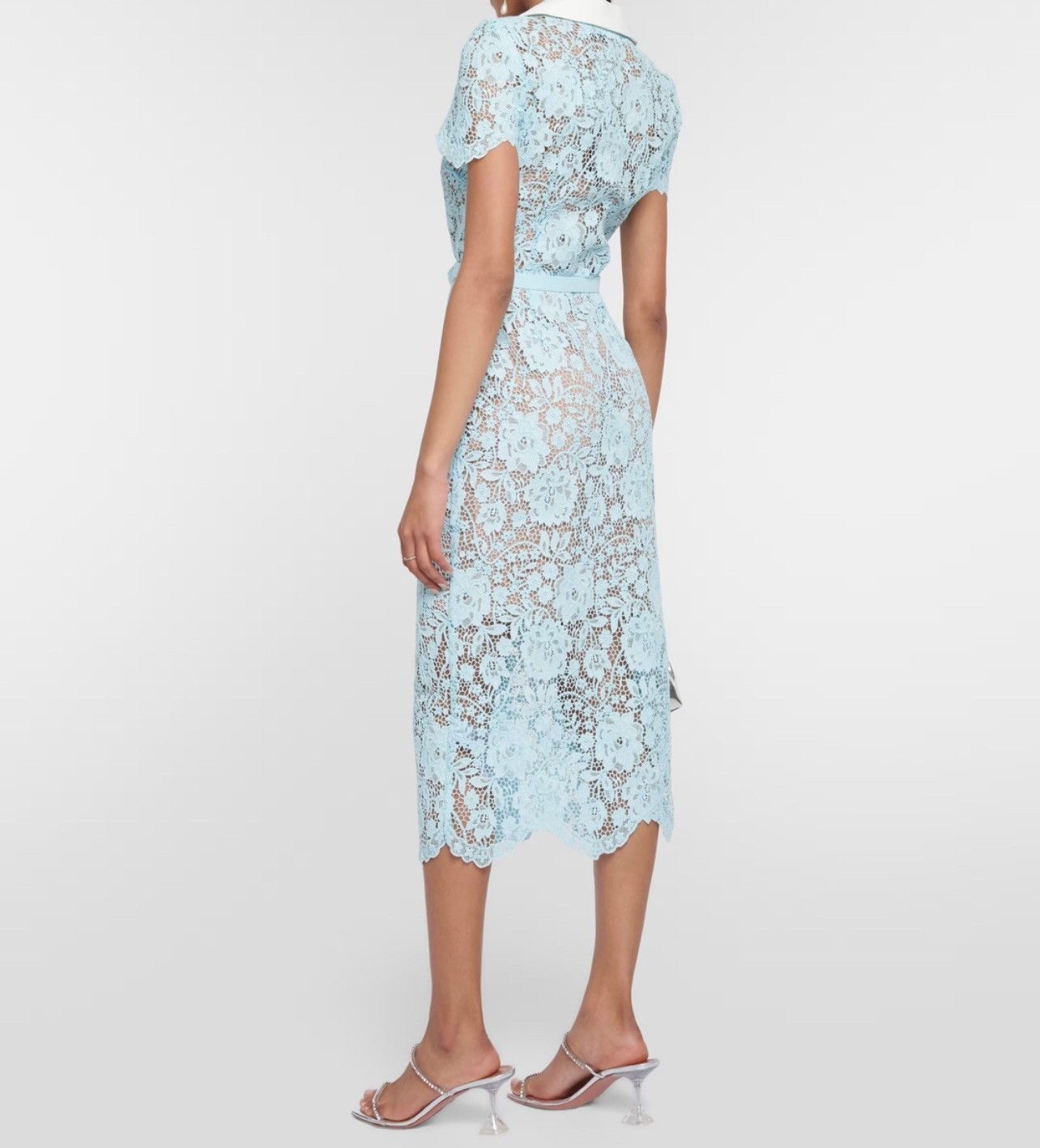 Self-Portrait SELF-PORTRAIT Cord Belted Lace Midi Shirtdress size 0 Size XS / US 0-2 / IT 36-38 - 2 Thumbnail