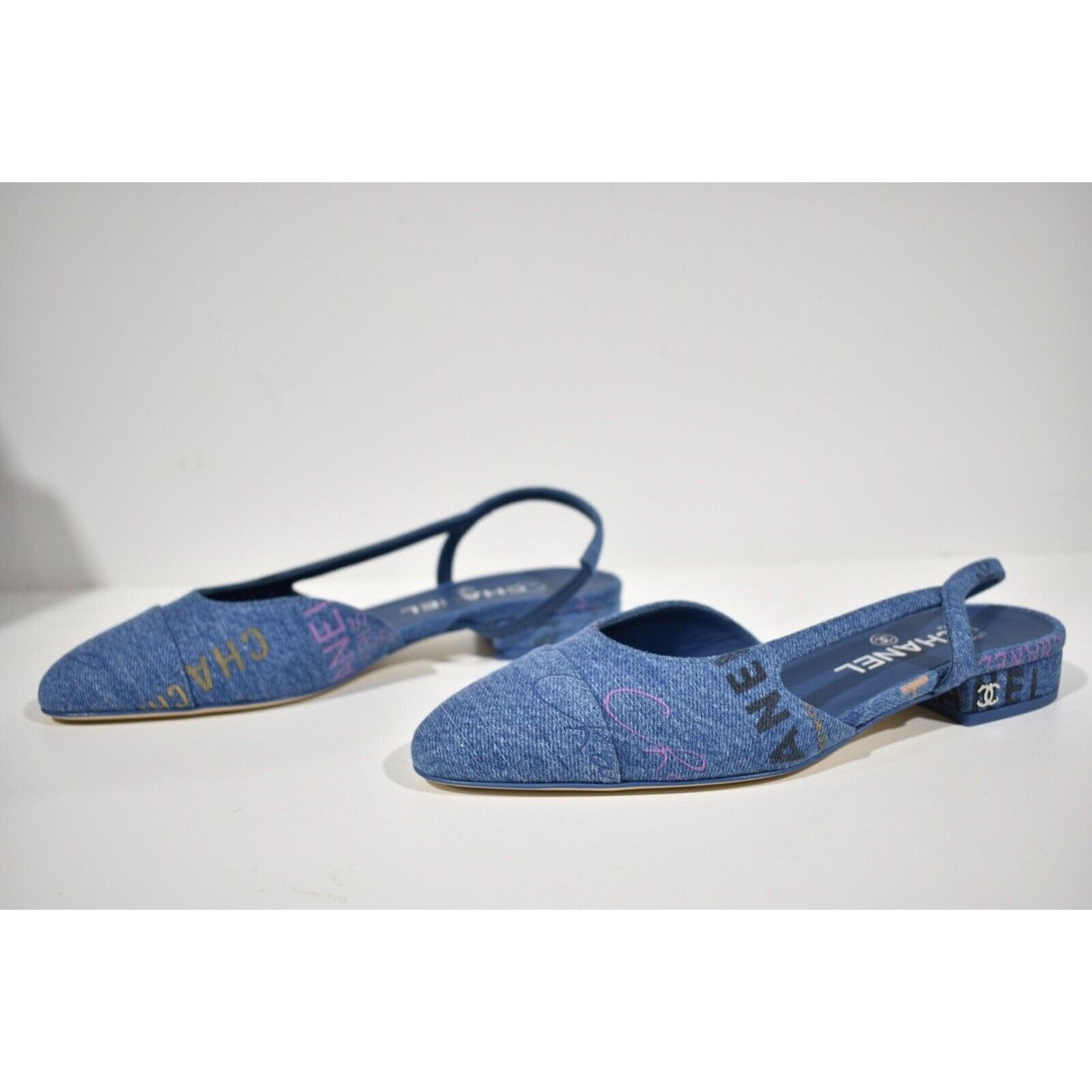 Chanel 22P Mademoiselle Coco Sling Denim Slingback Ballet Flat 39 Size US 9 / IT 39 - 10 Thumbnail