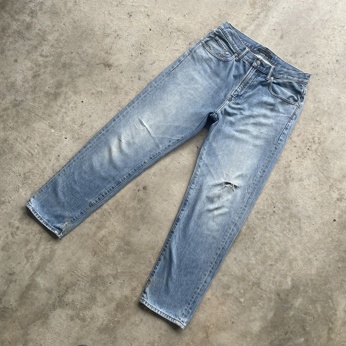 Japanese Brand W30x29💥 Vintage Japanese Faded Denim Jeans Pants Distressed Size US 30 / EU 46 - 2 Thumbnail